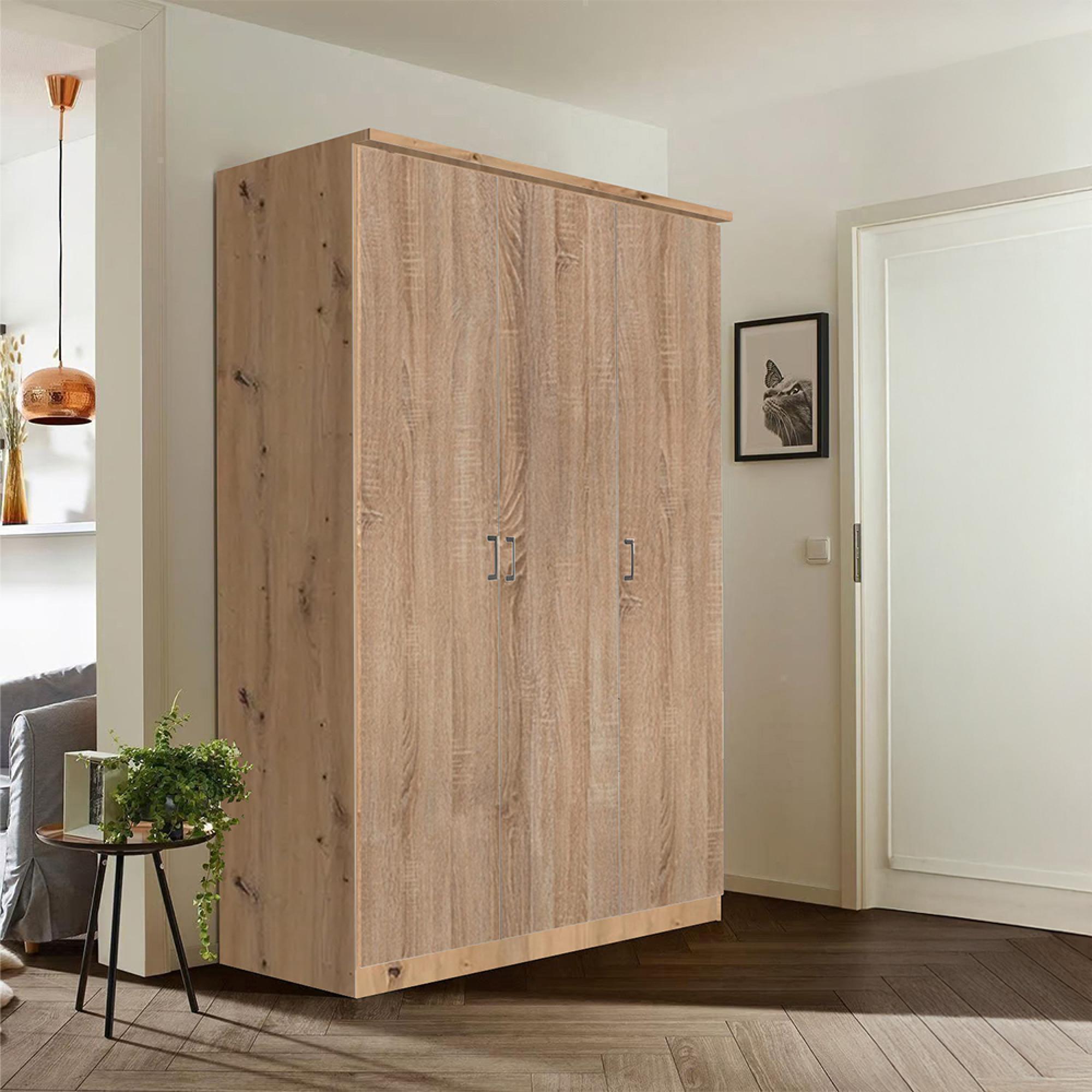 Celle Wardrobe - 136cm - 3 Door - Artisan Oak & Sonoma Oak
