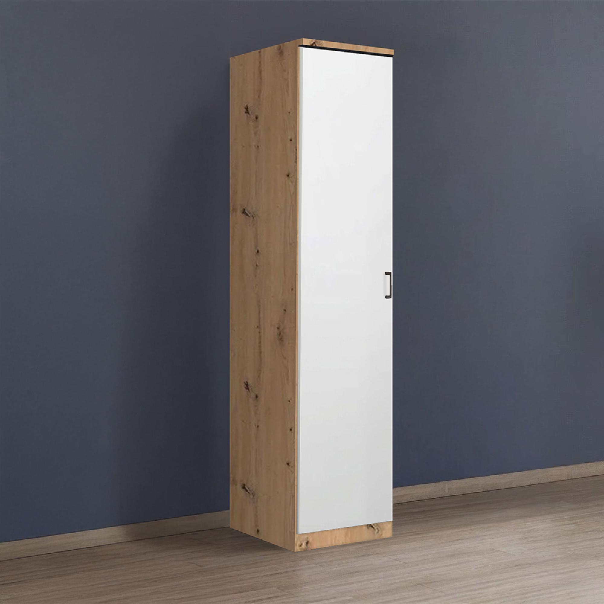 Rauch Celle Matt 47cm 1 LH Door Wardrobe - Artisan Oak and Alpine White