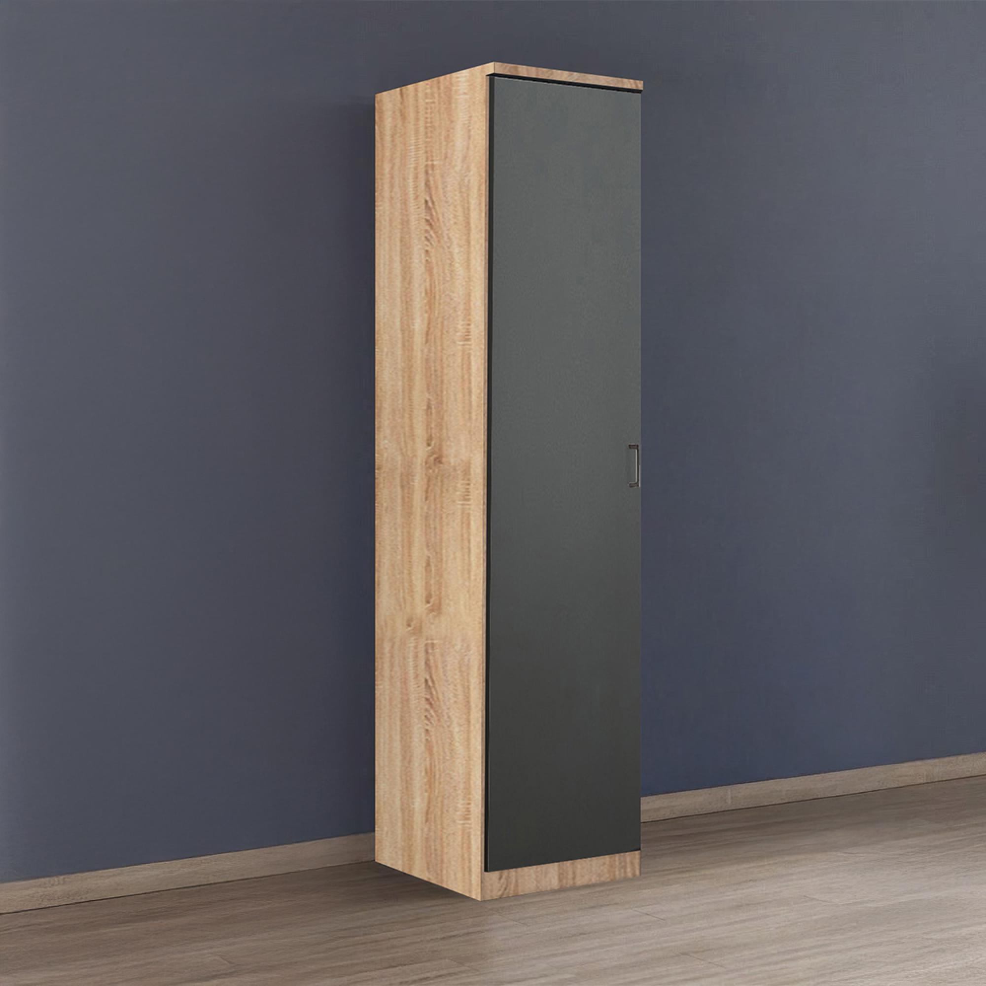 Rauch Celle Matt 47cm 1 LH Door Wardrobe - Sonoma Oak and Metallic Dark Grey