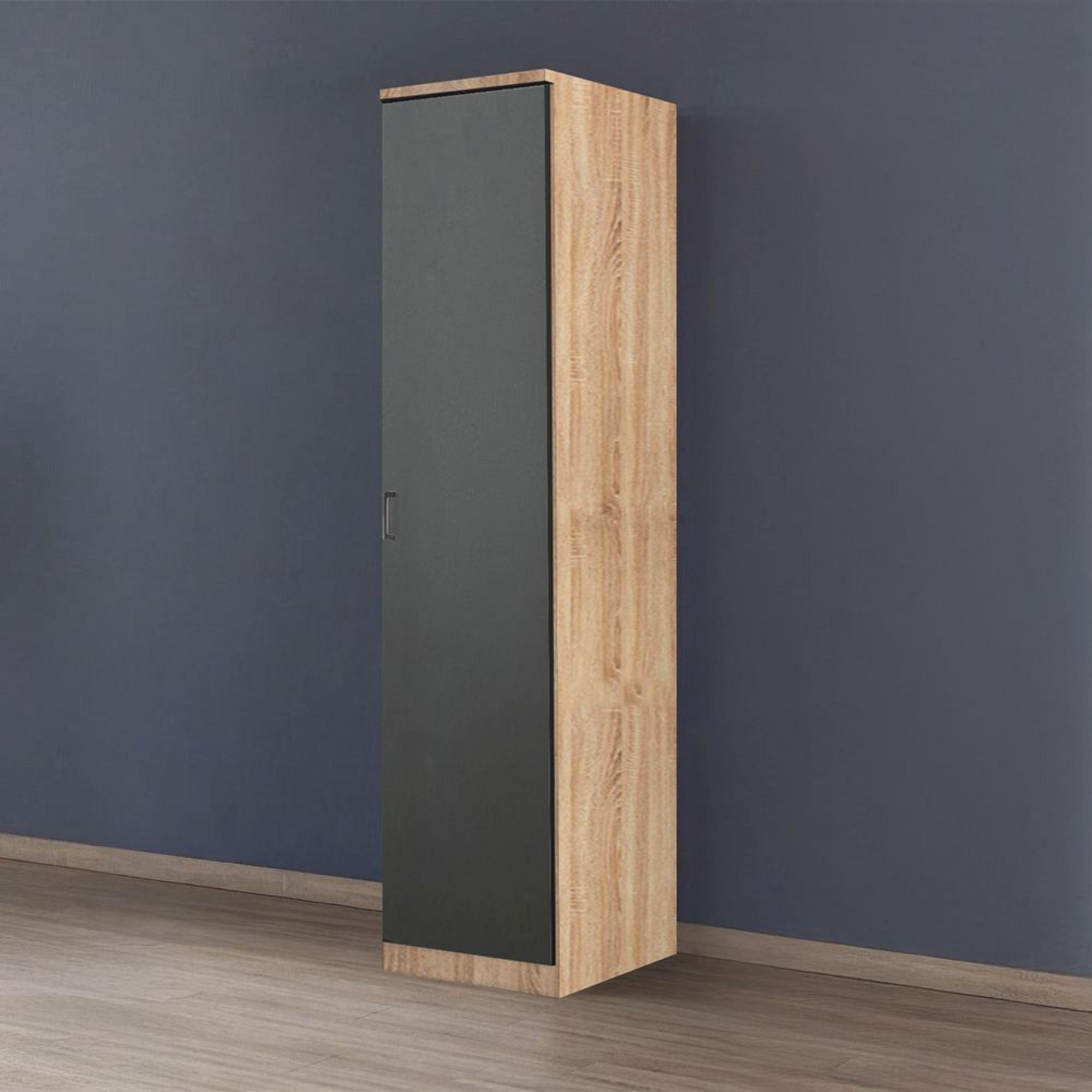 Rauch Celle Matt 47cm 1 RH Door Wardrobe - Sonoma Oak and Metallic Dark Grey