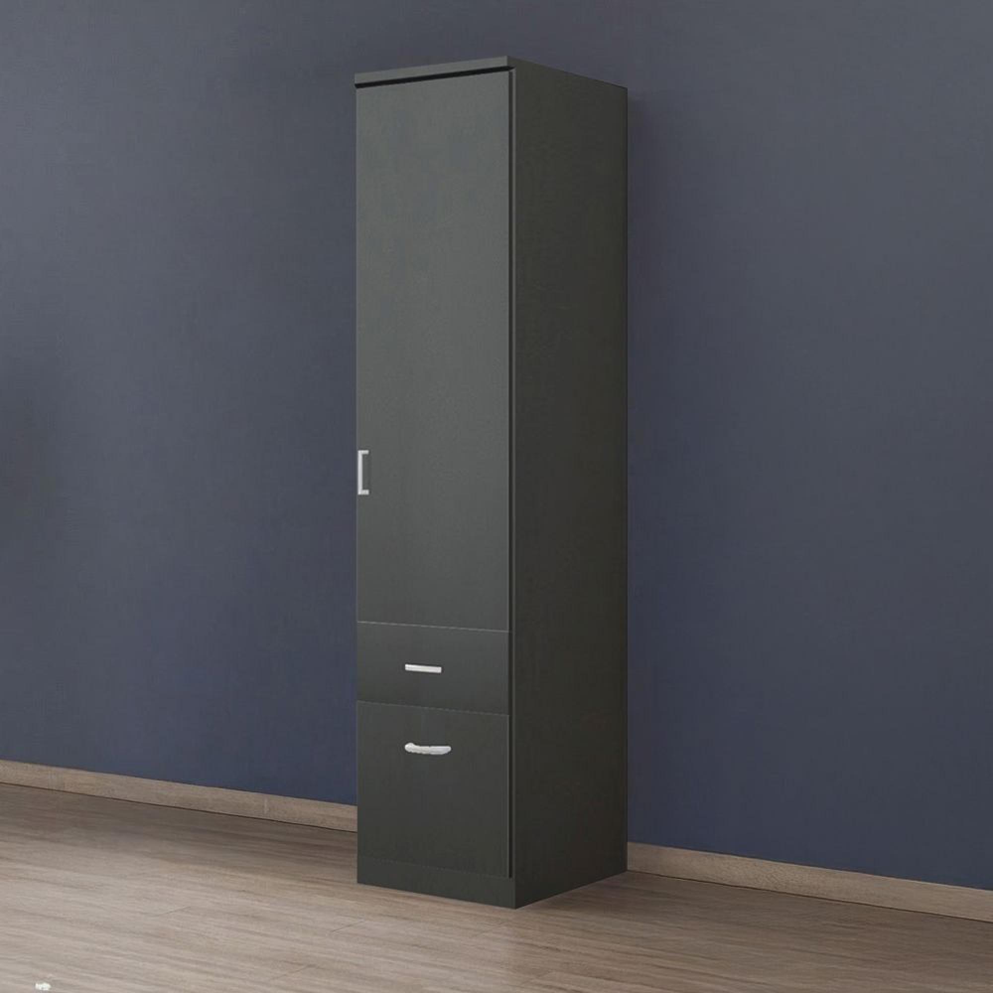Celle Wardrobe - 47cm - 1 Door - 2 Drawer - Metallic Dark Grey - RH