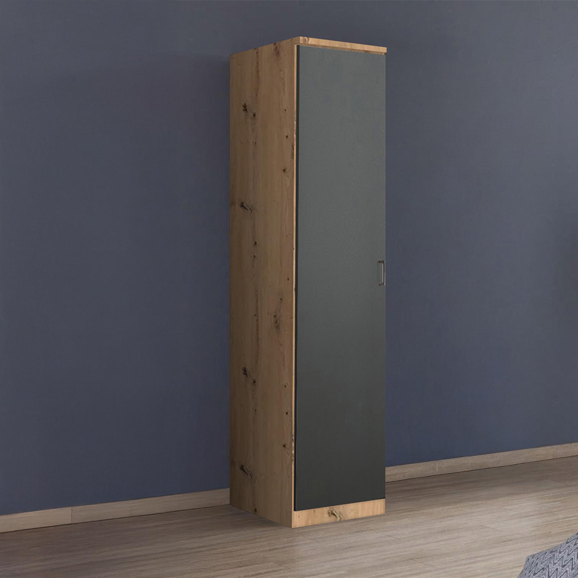 Rauch Celle Super 47cm 1 LH Door Wardrobe - Artisan Oak and Metallic Dark Grey