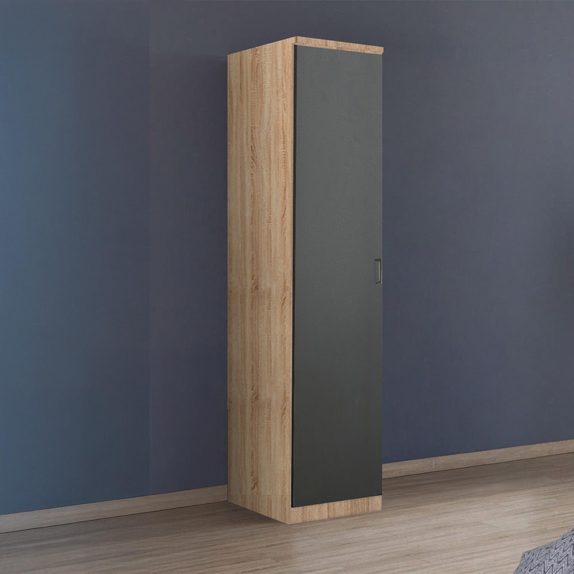 Rauch Celle Super 47cm 1 LH Door Wardrobe - Sonoma Oak and Metallic Dark Grey