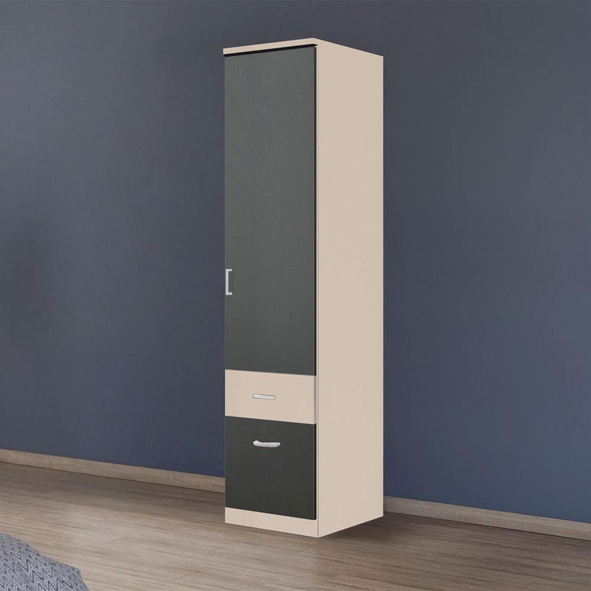 Rauch Celle Super 47cm 1 RH Door Wardrobe with Drawer - Champagne and Metallic Dark Grey