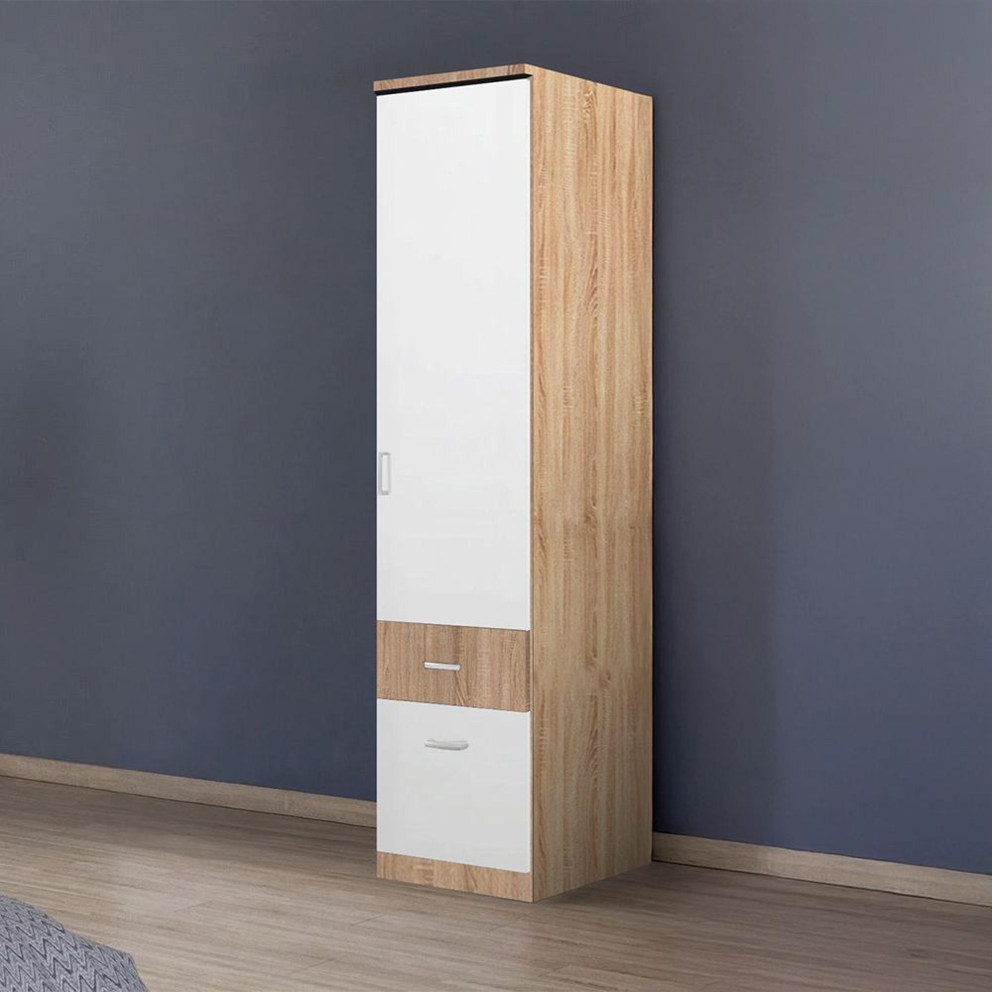 Rauch Celle Super 47cm 1 RH Door Wardrobe with Drawer - Sonoma Oak and Alpine White