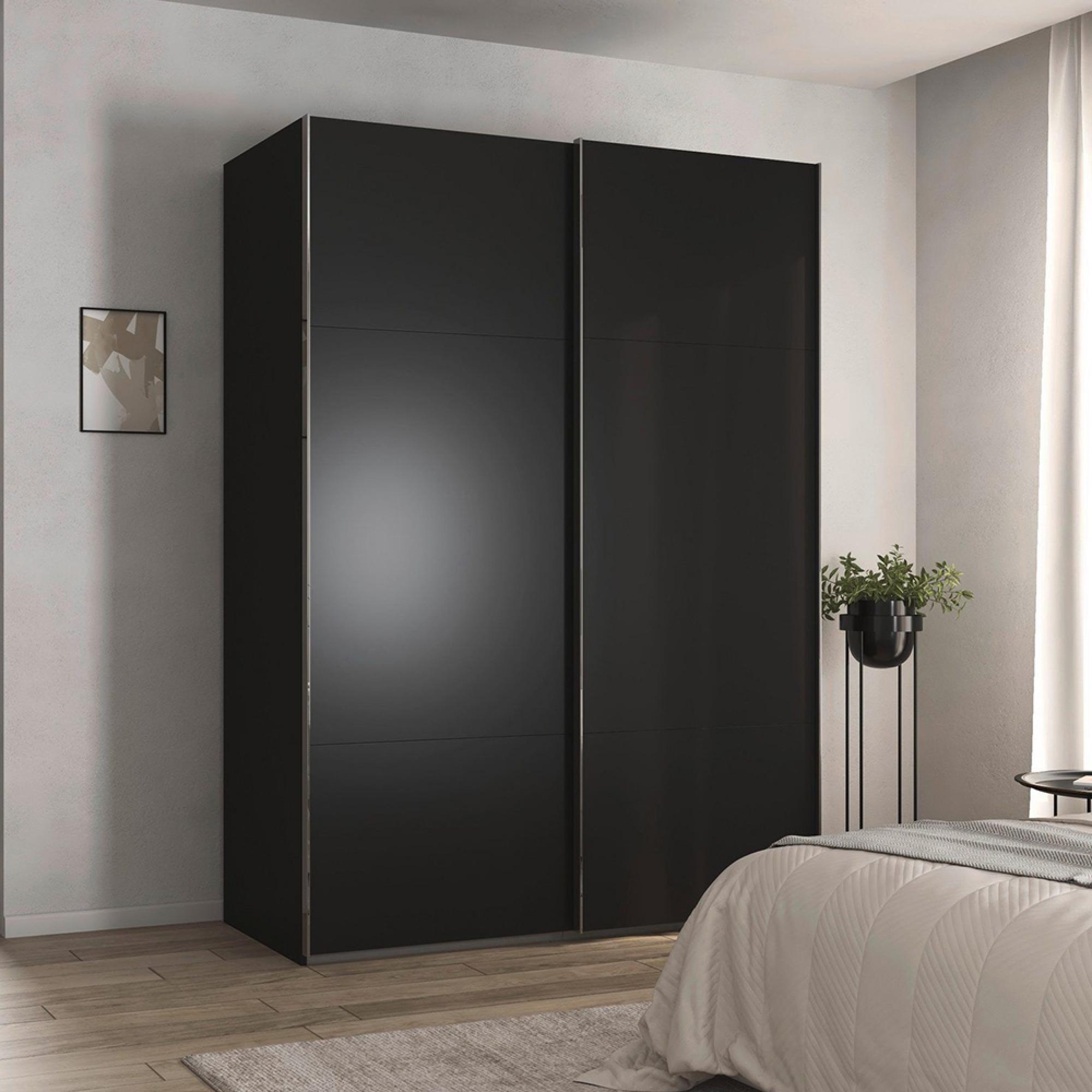 Rauch Contido 162cm 2 Door Sliding Wardrobe with Extras - Black