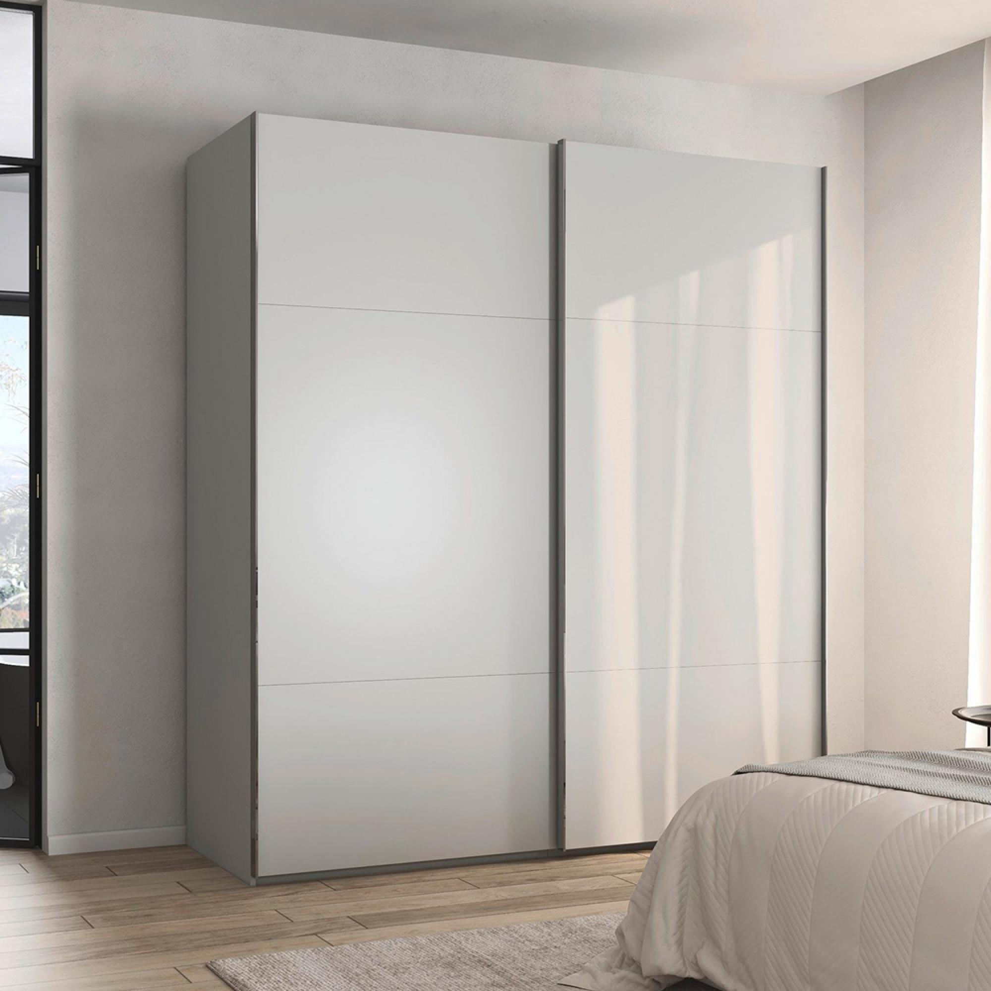 Rauch Contido 201cm 2 Door Sliding Wardrobe with Extras - Silk Grey
