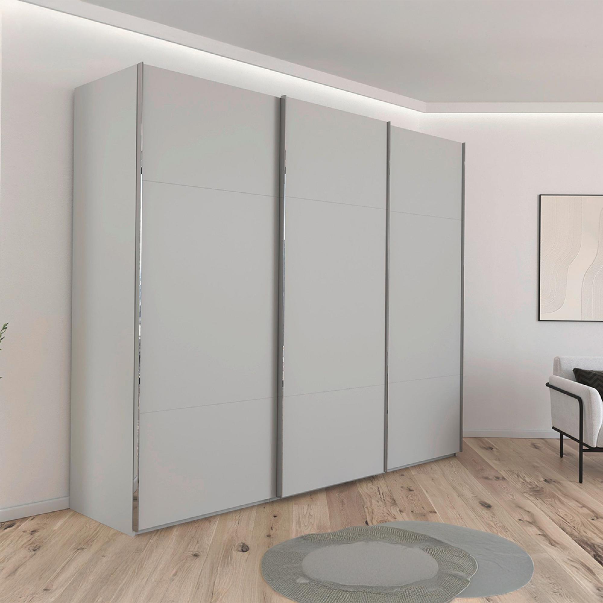 Rauch Contido 271cm 3 Door Sliding Wardrobe with Extras - Silk Grey