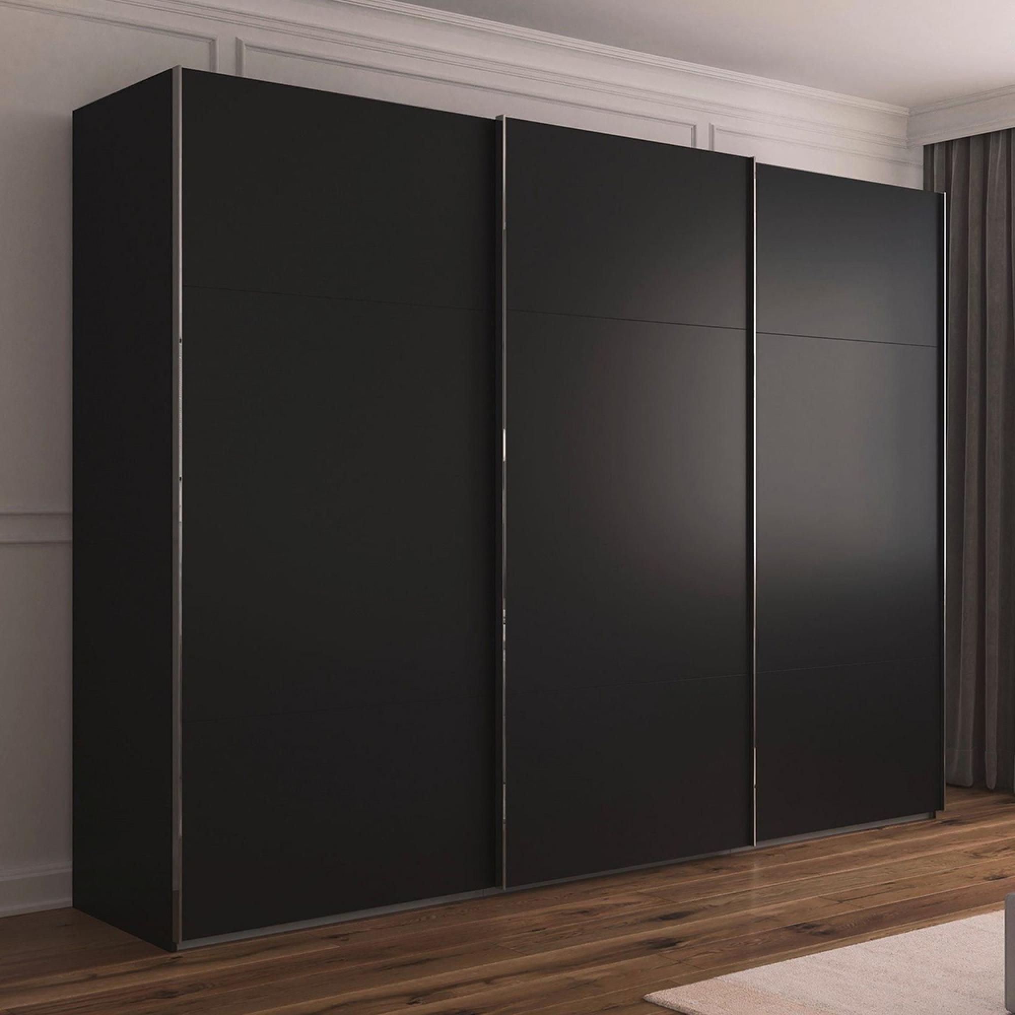 Contido Sliding Wardrobe - 301cm - 3 Door - with Extras - Black