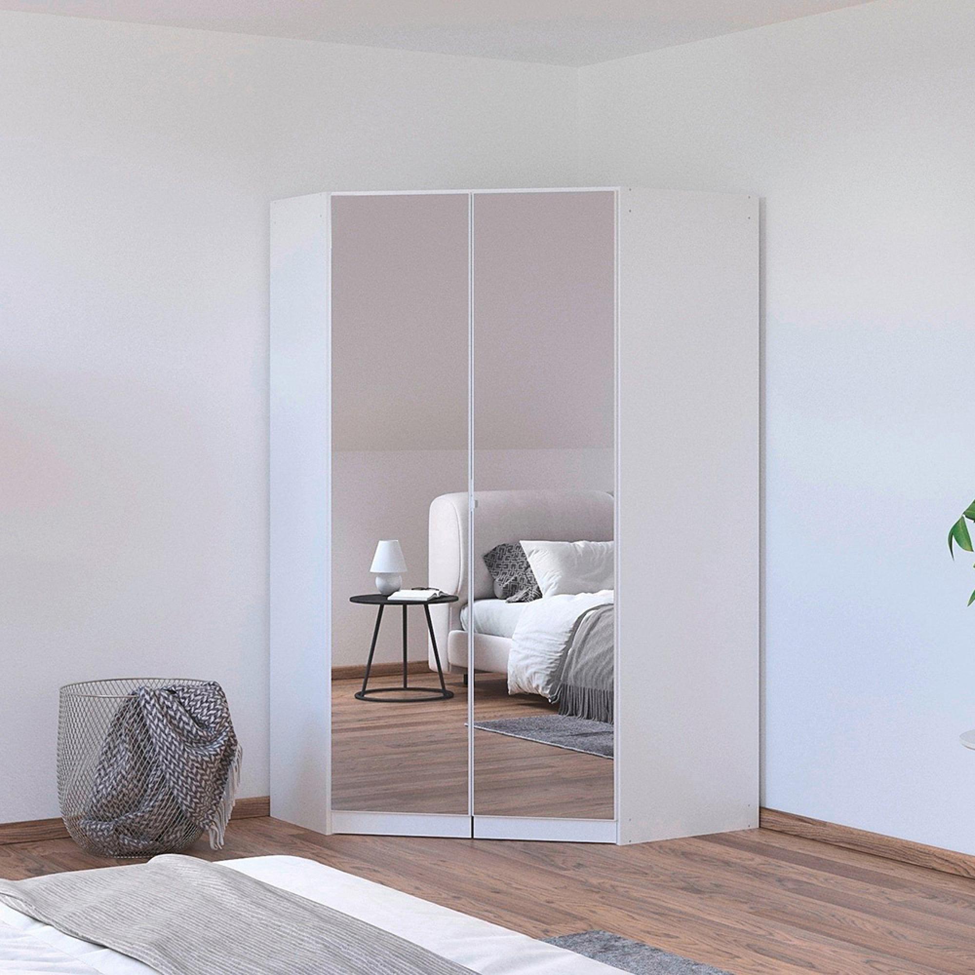 Rauch Costa 117cm 2 Door Mirrored Corner Wardrobe - Alpine White