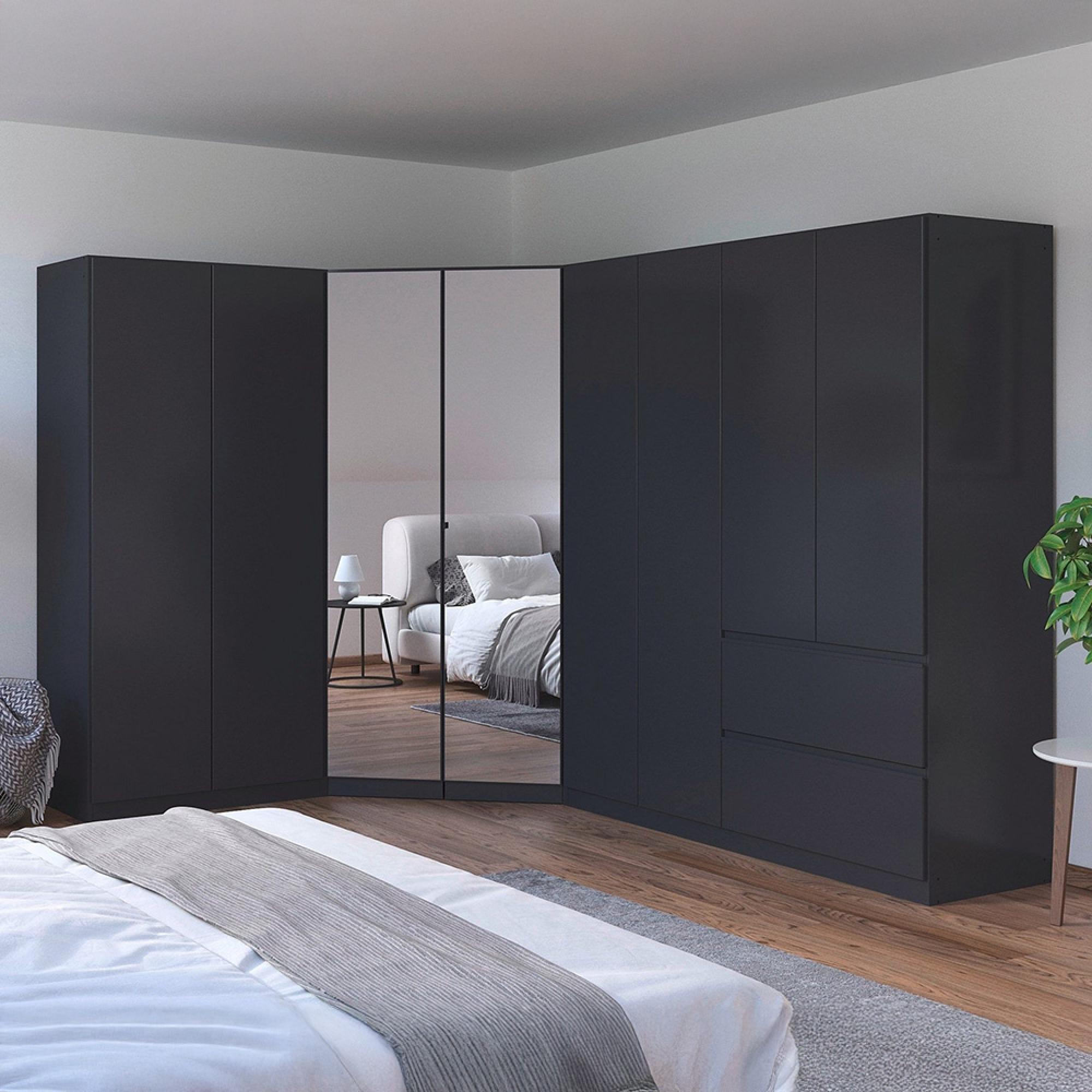 Rauch Costa 208cm 8 Door L-Shaped Corner Wardrobe - Metallic Dark Grey
