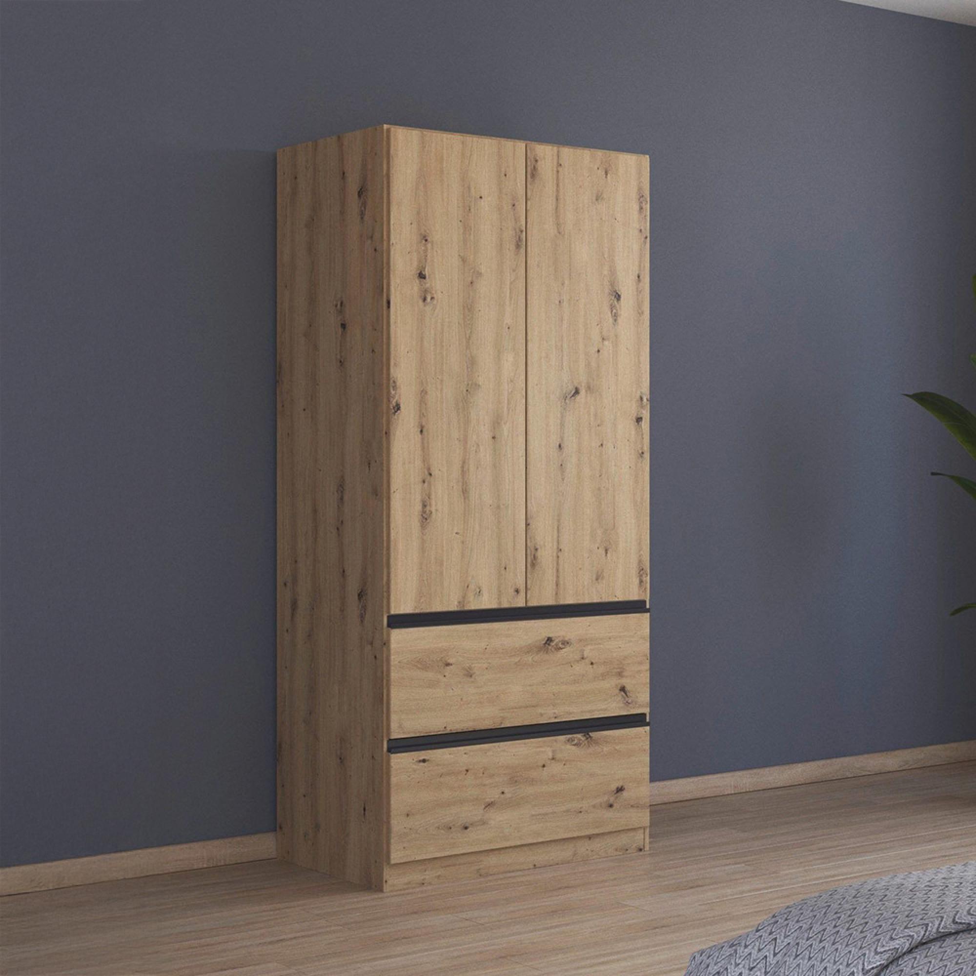 Rauch Costa 91cm 2 Door Wardrobe with Drawers - Artisan Oak