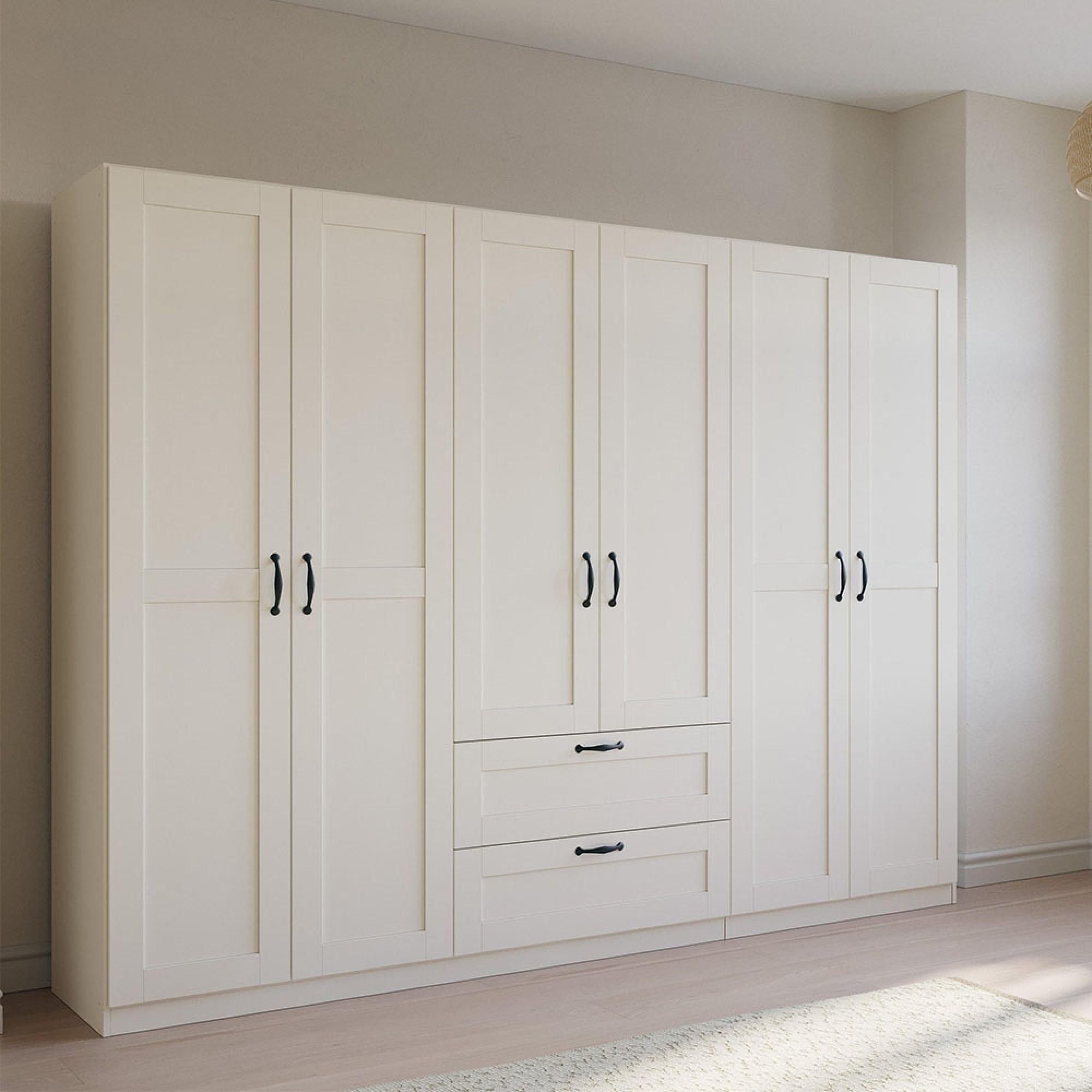 Rauch Cottage 271cm 6 Door Wardrobe with Drawers - Alpine White