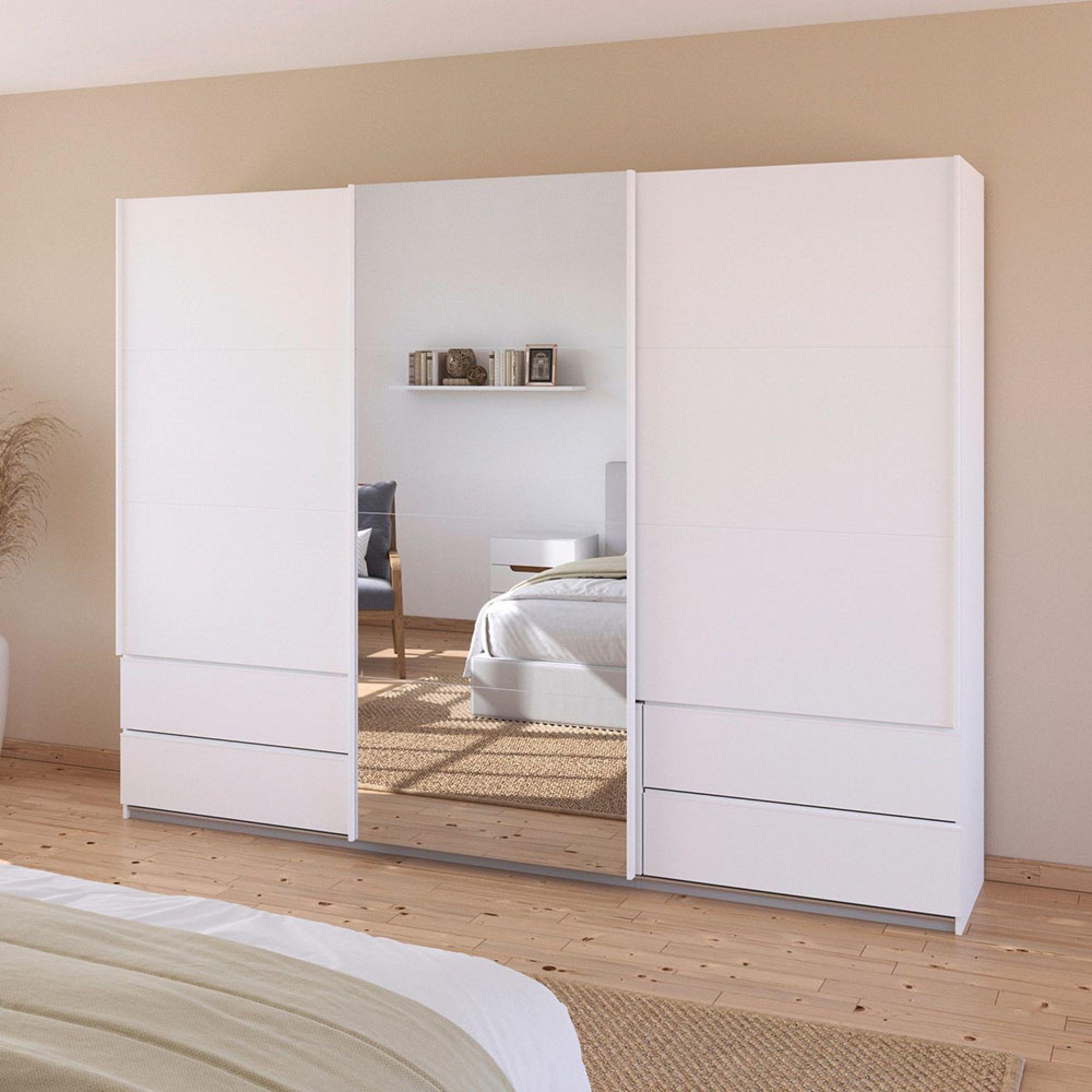 Rauch Elara 271cm 3 Door Combi Sliding Wardrobe - Alpine White