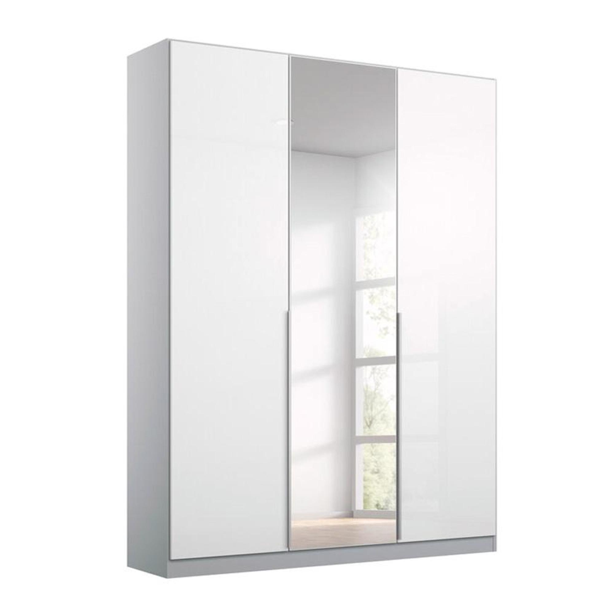 Rauch Elegant4you 136cm 3 Door Wardrobe with Mirror - 197cm - Alpine White and White High Gloss