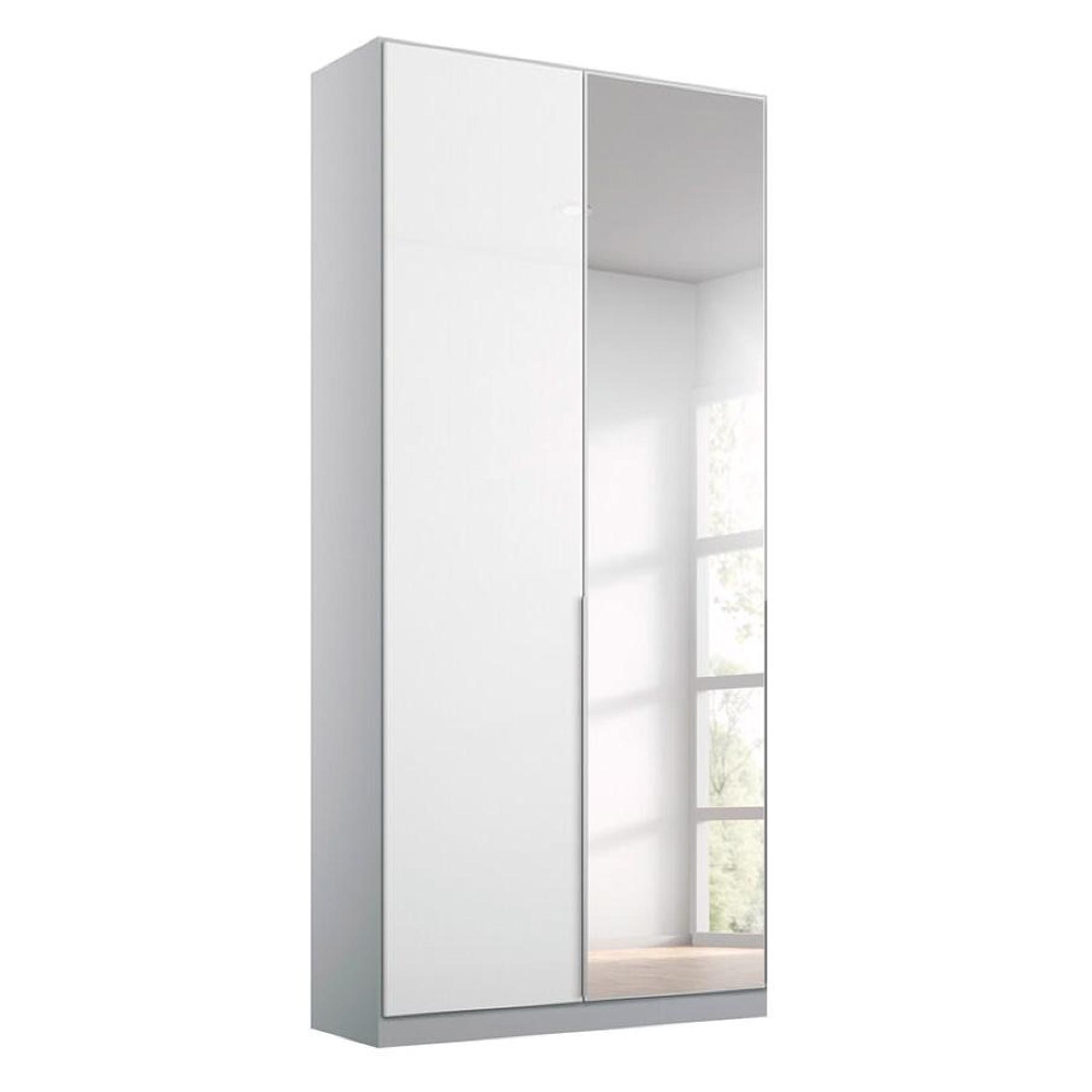Rauch Elegant4you 91cm 2 Door Wardrobe with Mirror - 210cm - Alpine White and White High Gloss
