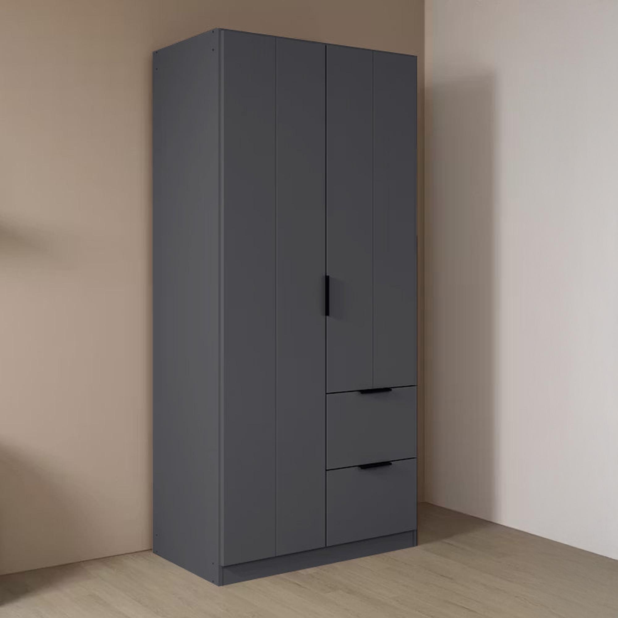 Rauch Ella 91cm 2 Door Wardrobe with Drawer - Metallic Dark Grey