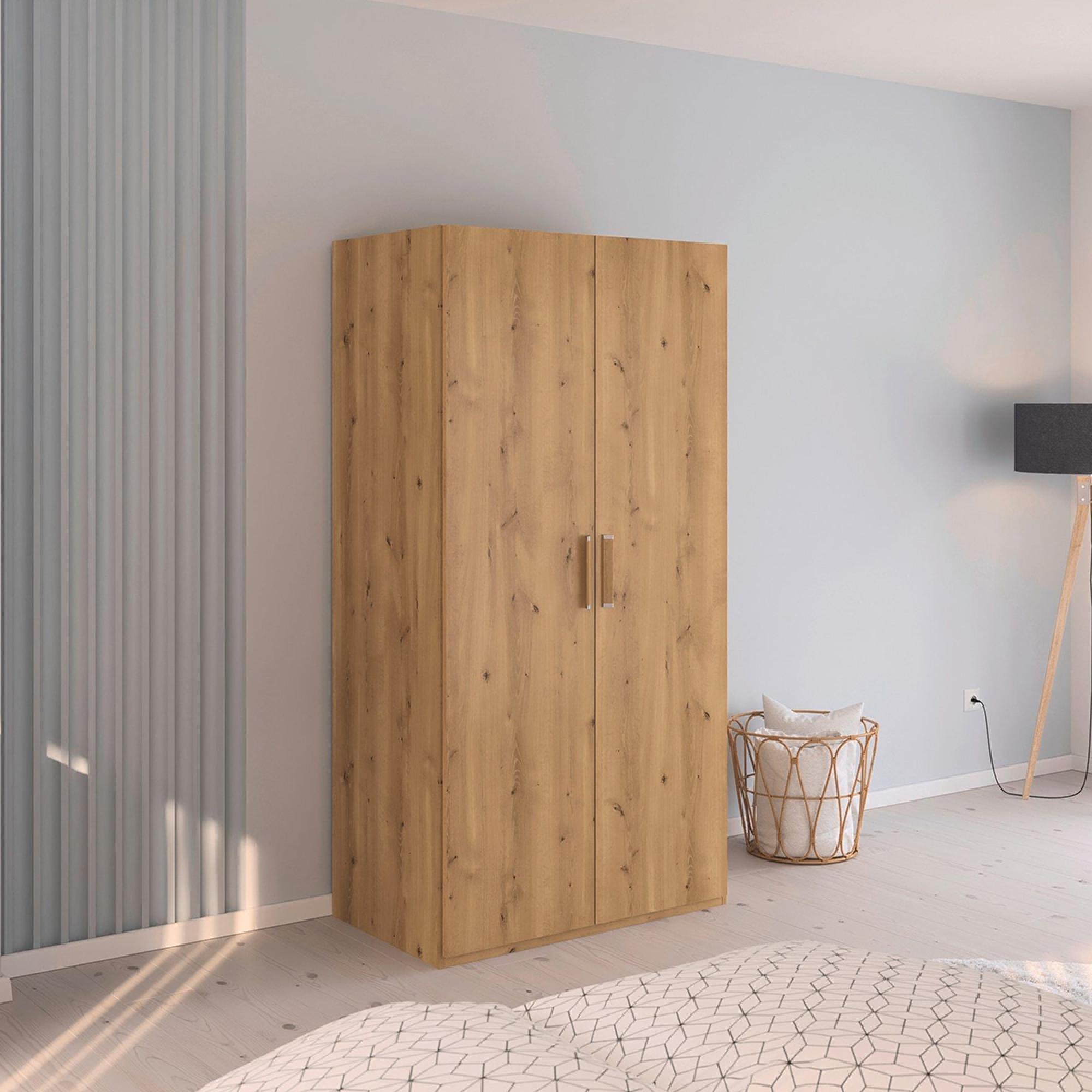 Evelyn Wardrobe - 101cm - 2 Door - H 197cm - Wild Oak