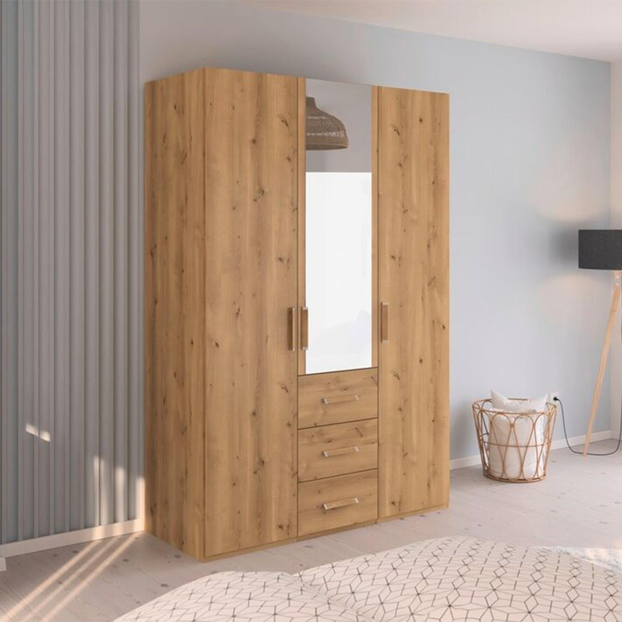 Evelyn Wardrobe - 151cm - 3 Door - Combi - H 223cm - Wild Oak