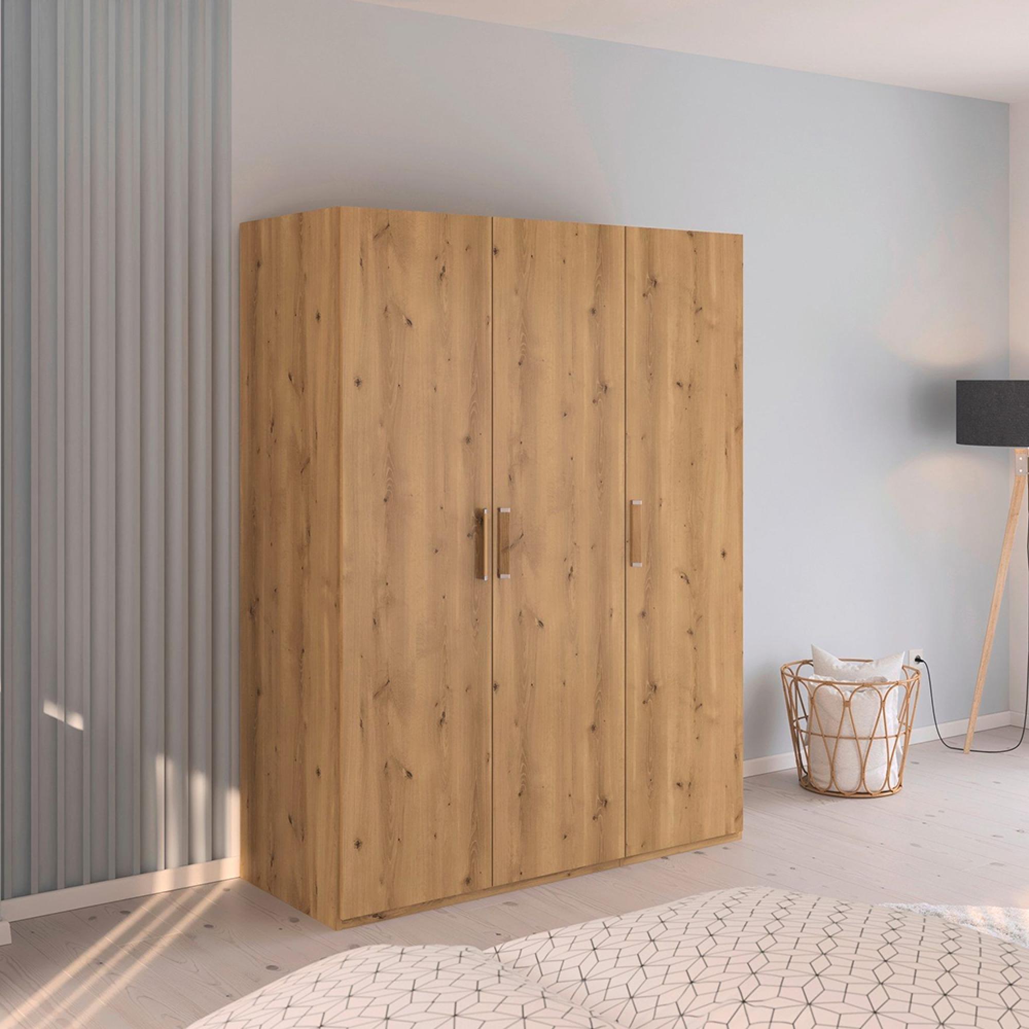Evelyn Wardrobe - 151cm - 3 Door - H 197cm - Wild Oak
