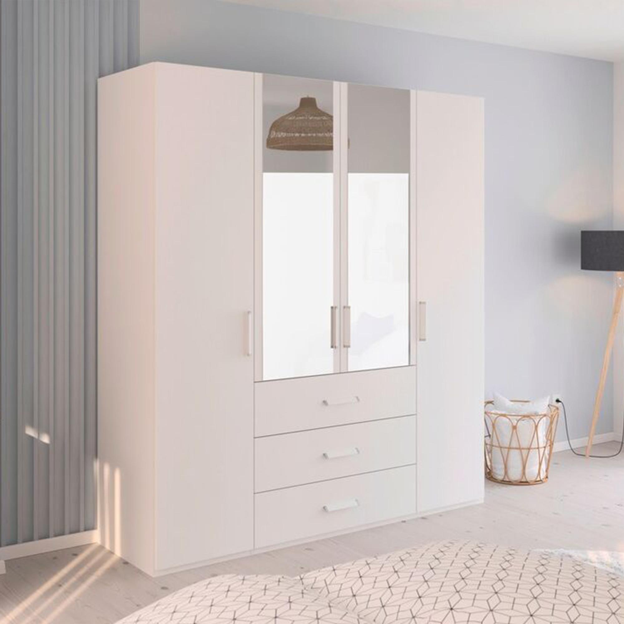 Evelyn Wardrobe - 201cm - 4 Door - Combi - H 223cm - Alpine White