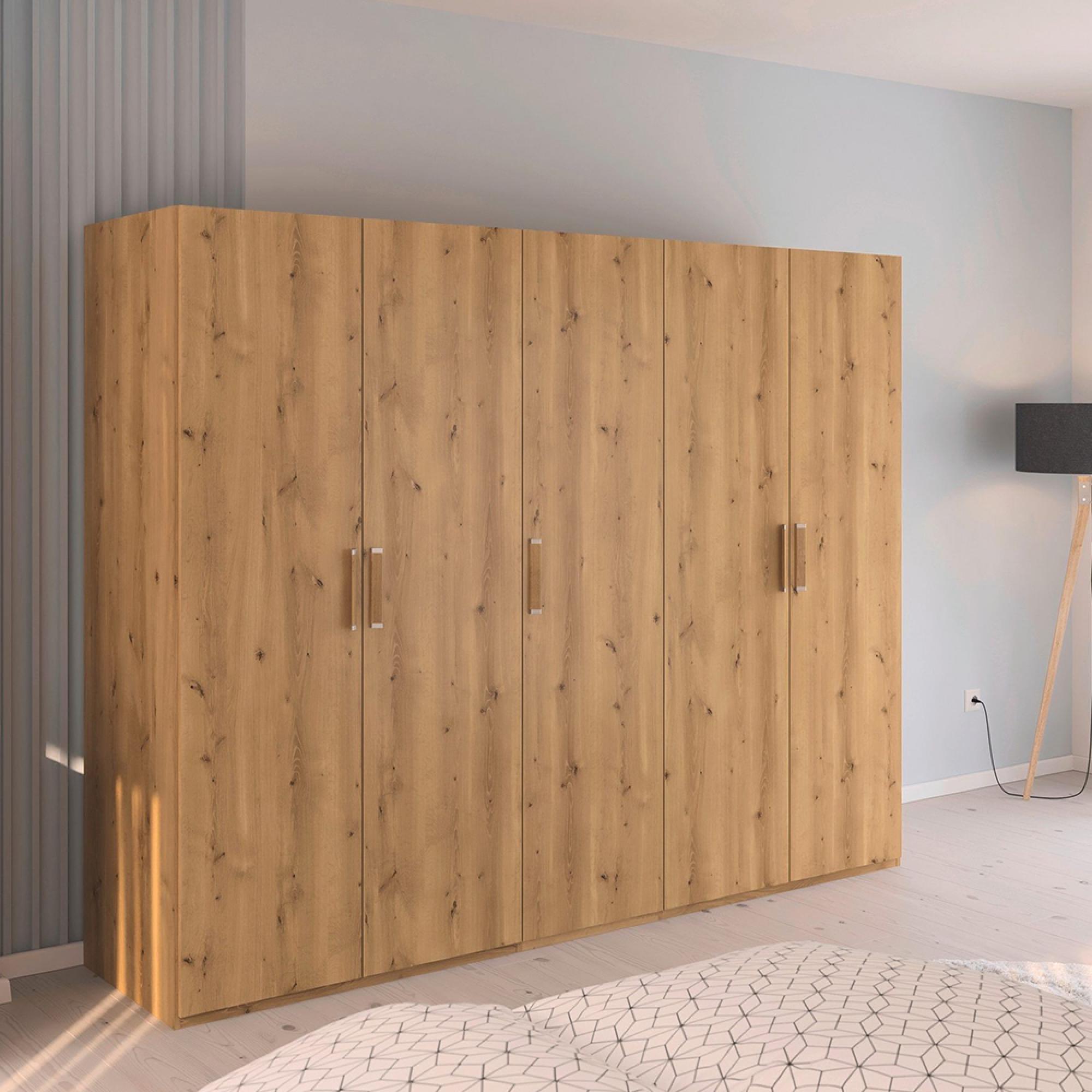 Rauch Evelyn 251cm 5 Door Wardrobe - H 197cm - Wild Oak