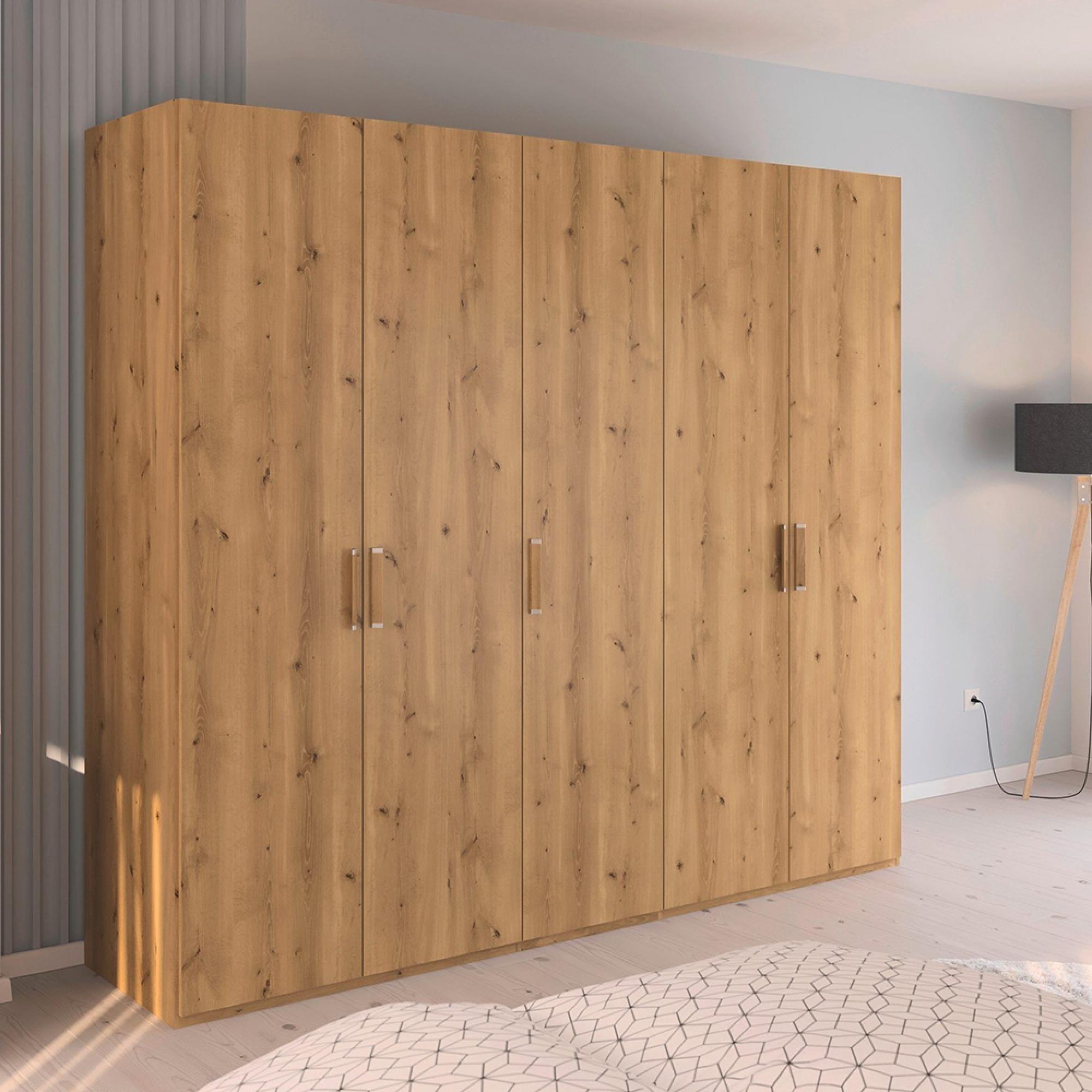 Evelyn Wardrobe - 251cm - 5 Door - H 223cm - Wild Oak