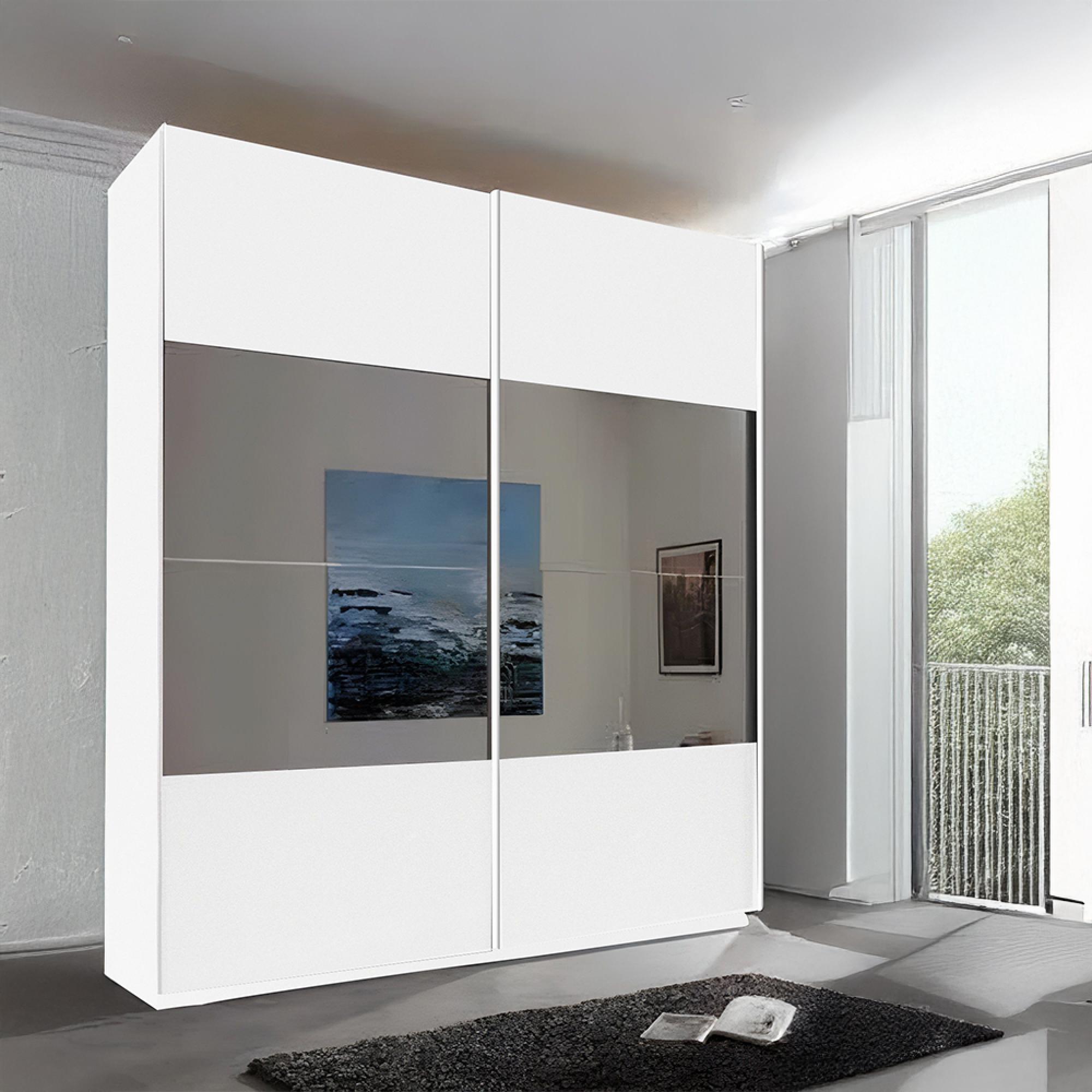 Rauch Filo 181cm 2 Door Sliding Wardrobe with Mirror - Alpine White