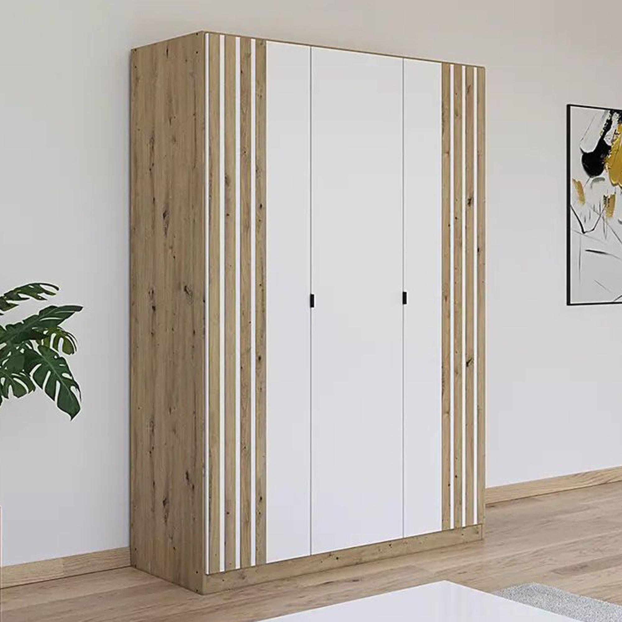 Rauch Genua 136cm 3 Door Wardrobe Type B - Artisan Oak and Alpine White