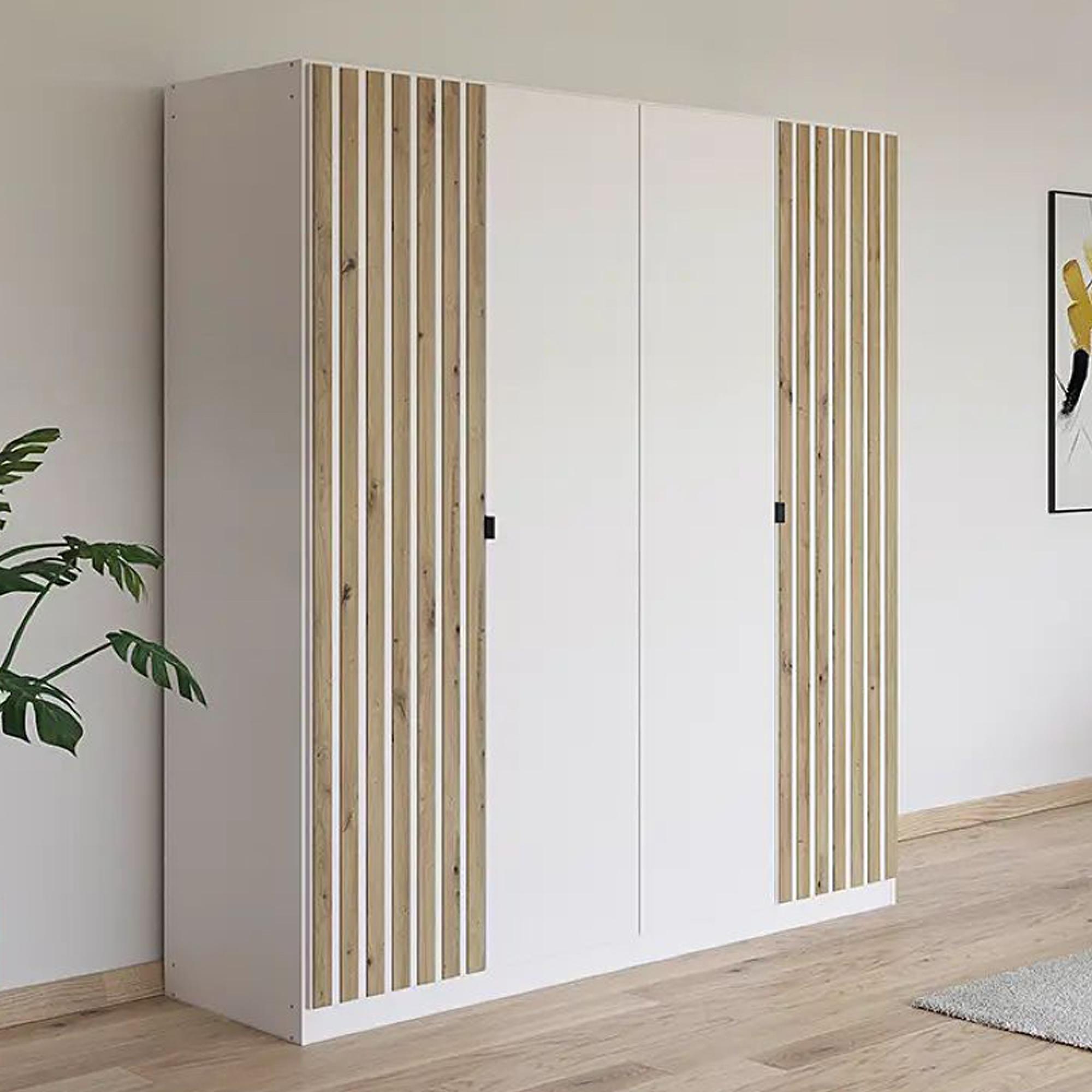 Rauch Genua 181cm 4 Door Wardrobe Type A - Alpine White and Artisan Oak