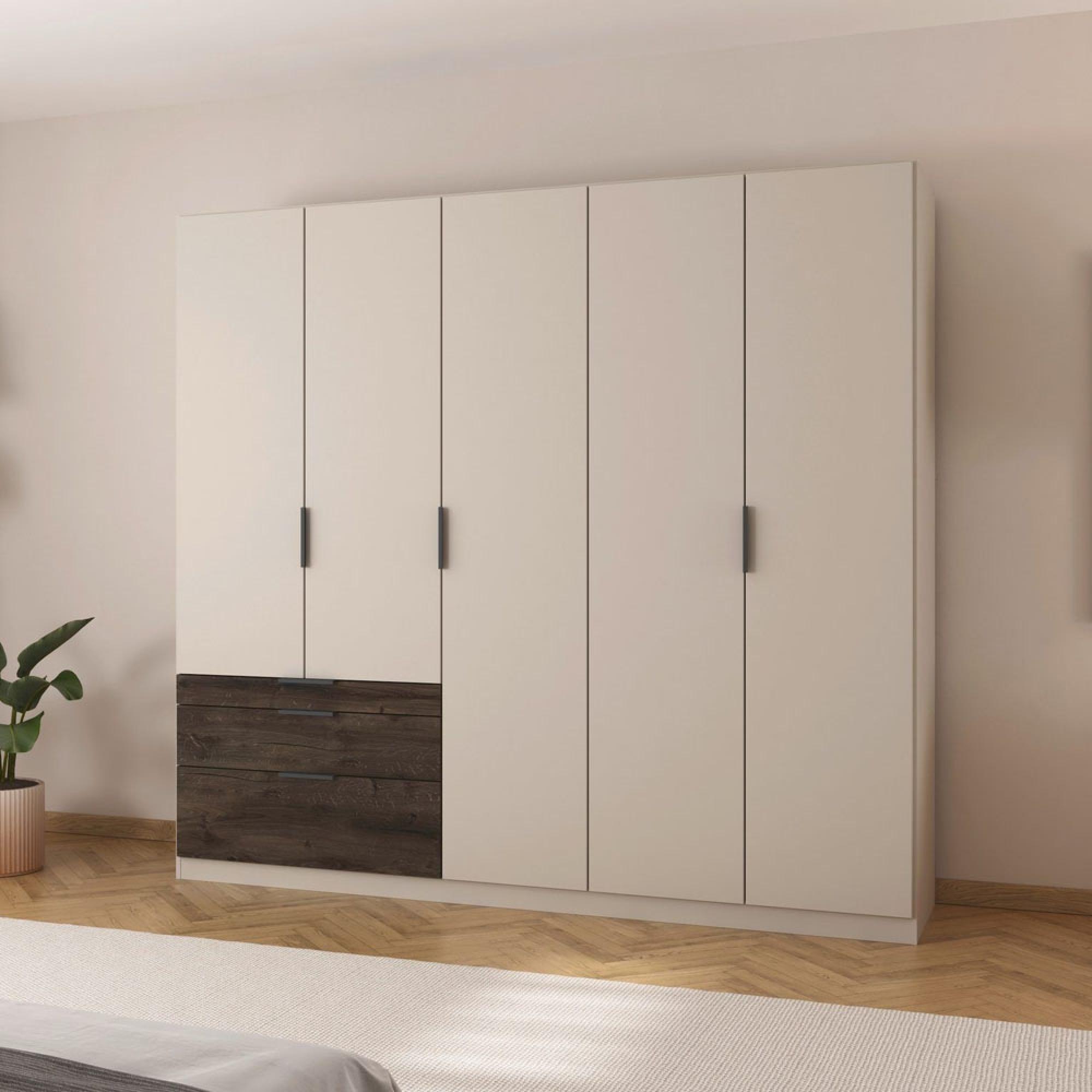 Rauch Koda 226cm 5 Door Wardrobe with RHF Drawers - Champagne