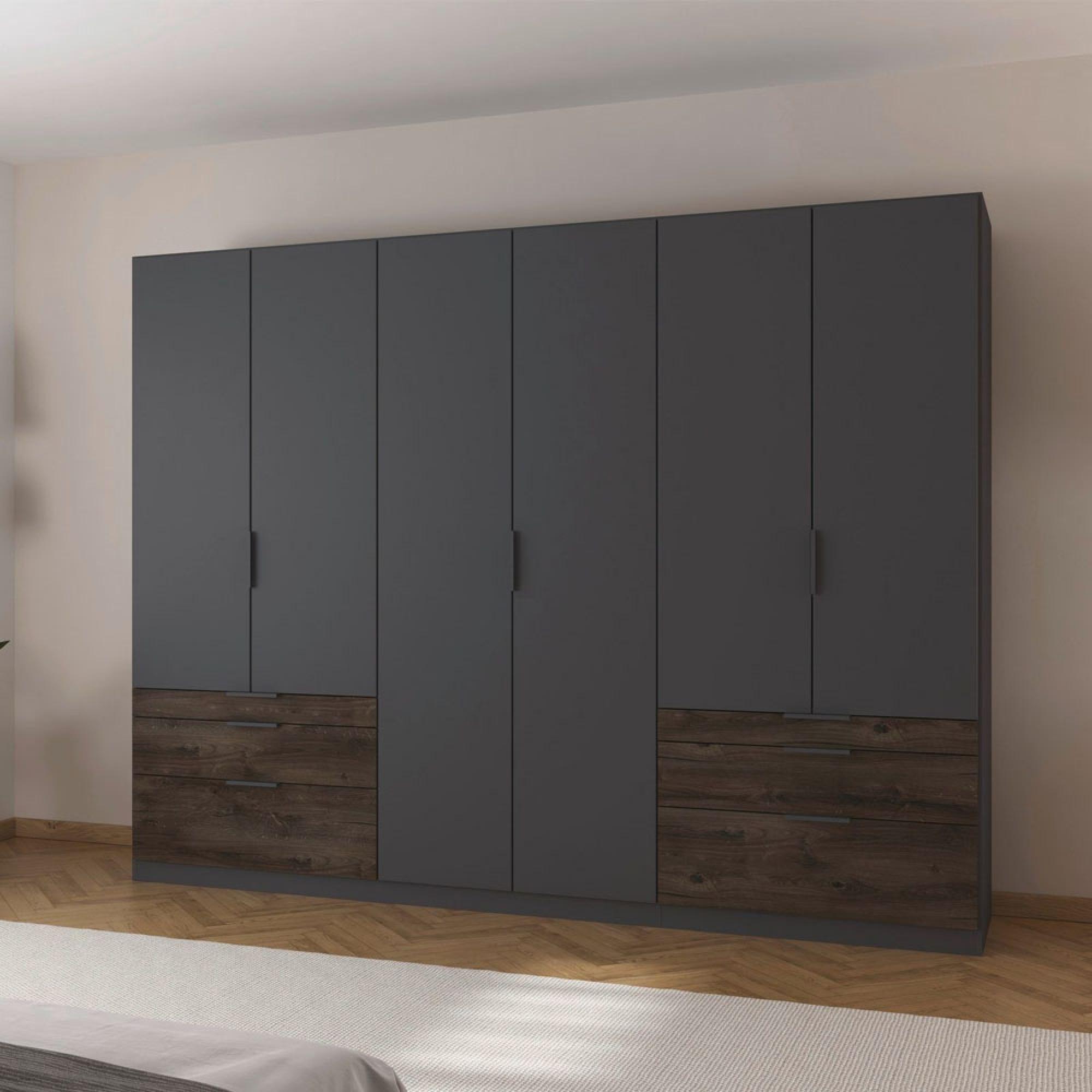 Rauch Koda 271cm 6 Door Wardrobe with Drawers - Metallic Dark Grey