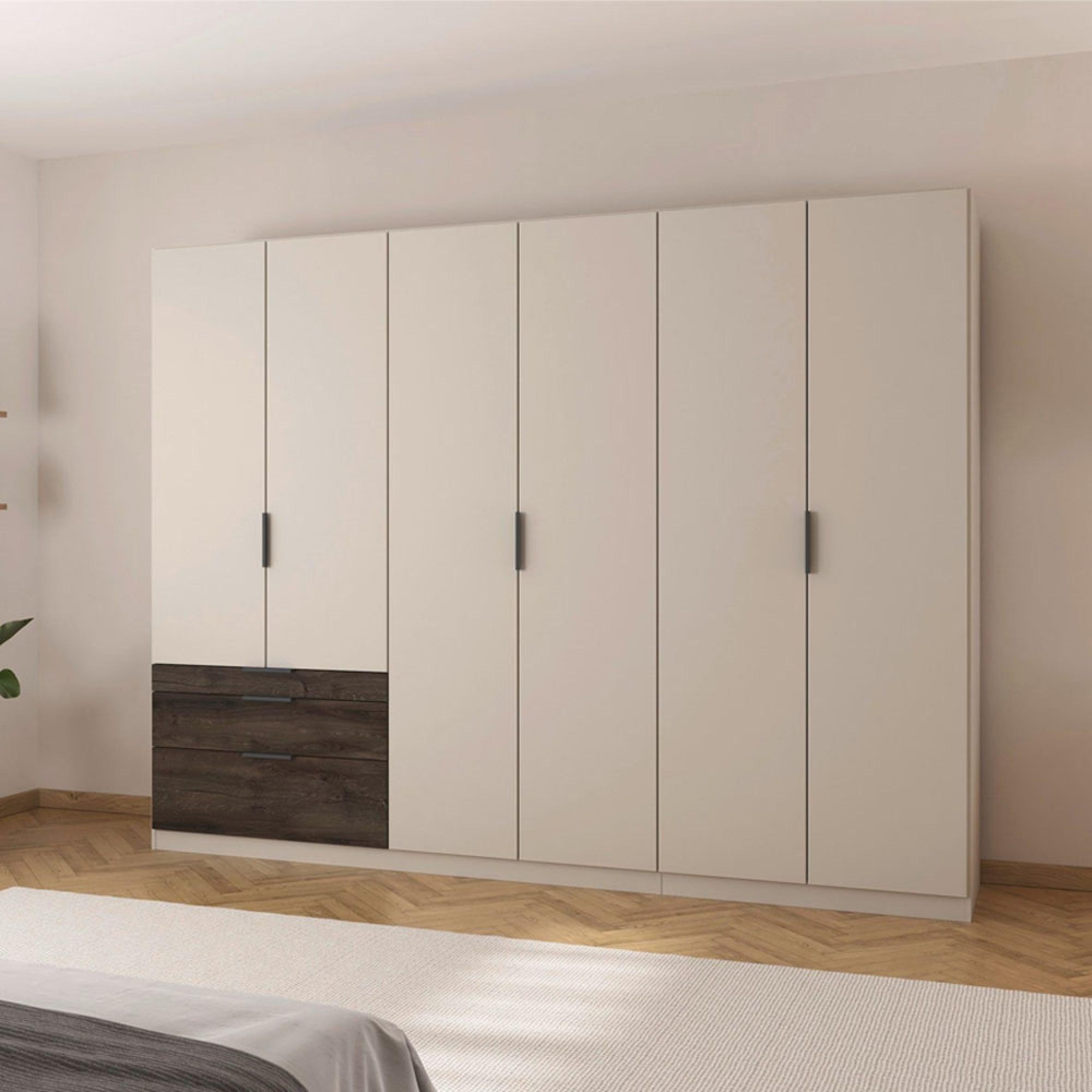 Rauch Koda 271cm 6 Door Wardrobe with RHF Drawers - Champagne