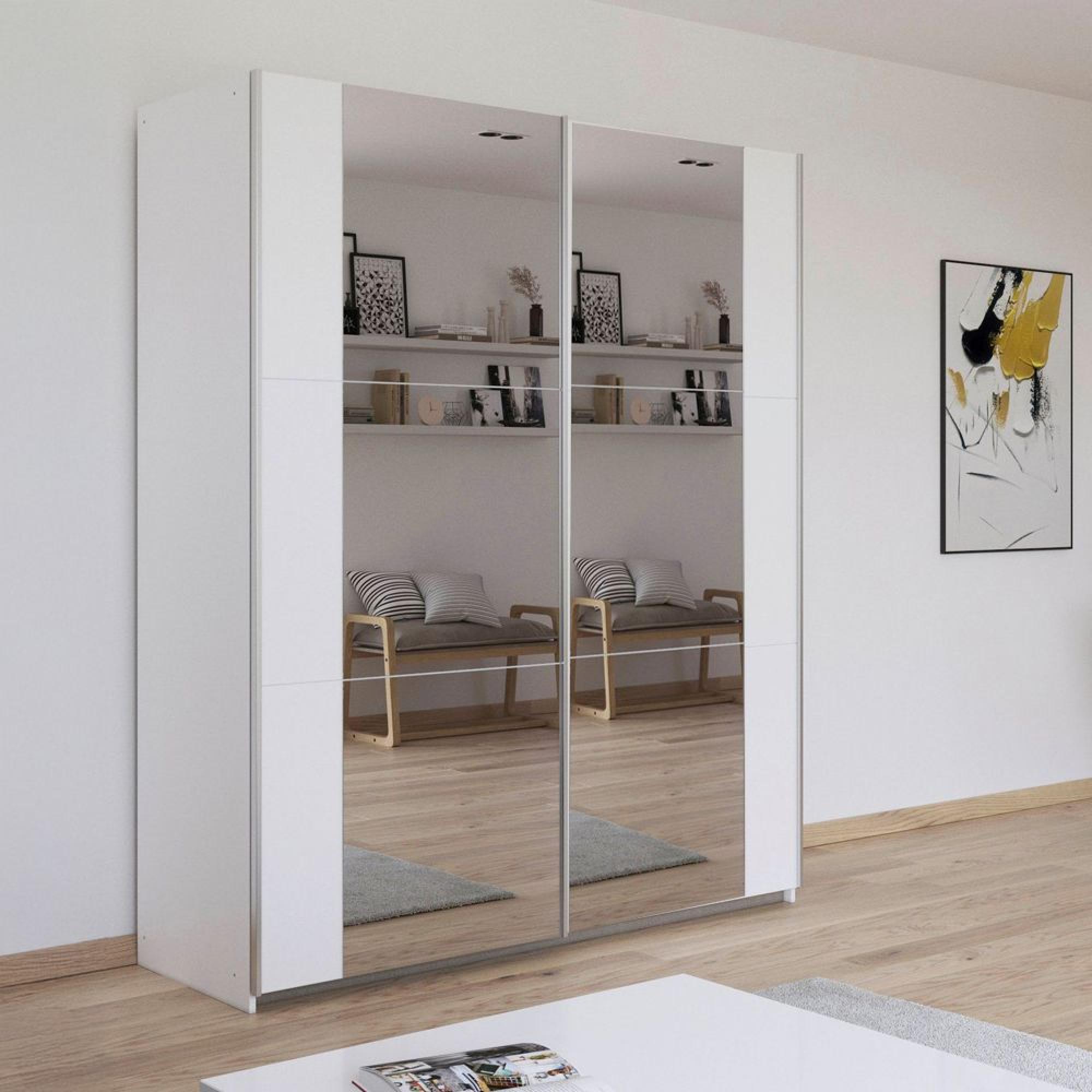 Rauch Kronach 175cm 2 Door Mirrored Sliding Wardrobe - Alpine White