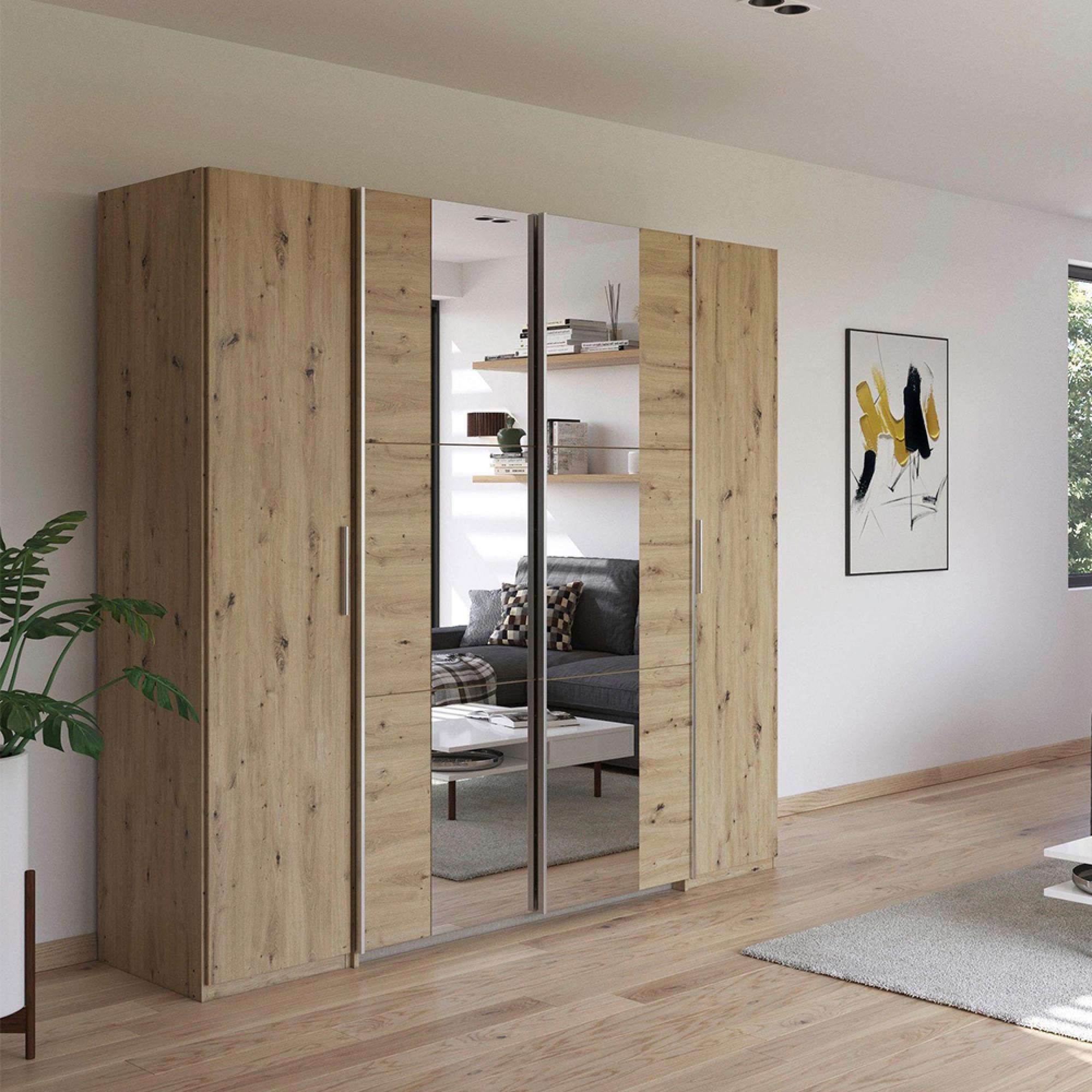 Rauch Kronach 225cm 4 Door Wardrobe with Mirror - Artisan Oak