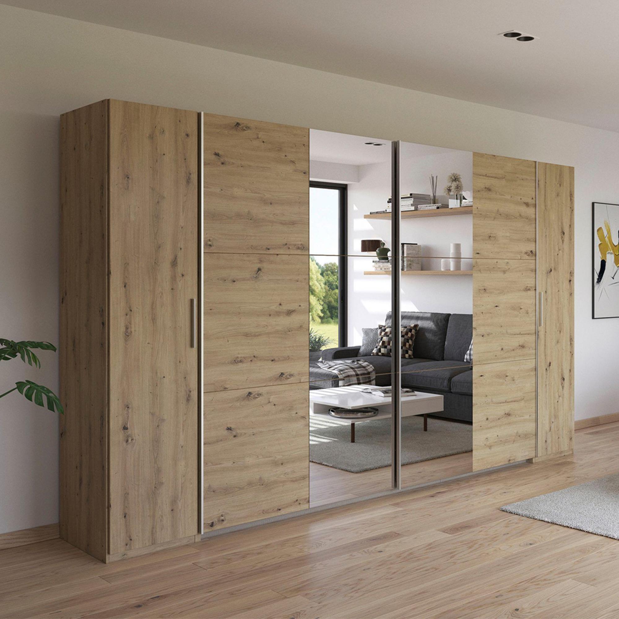 Rauch Kronach 354cm 4 Door Wardrobe with Mirror - Artisan Oak