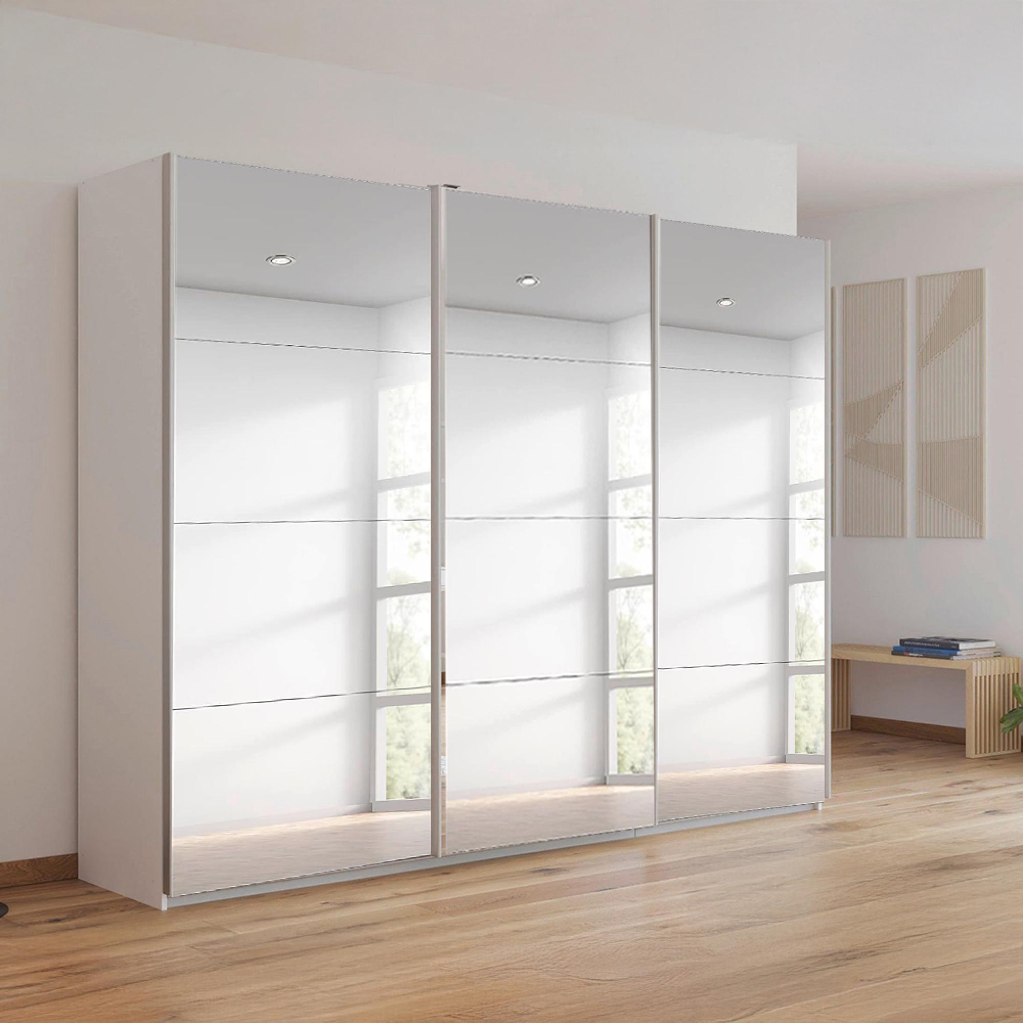 Kulmbach Mirrored Sliding Wardrobe - 271cm - 3 Door - Alpine White