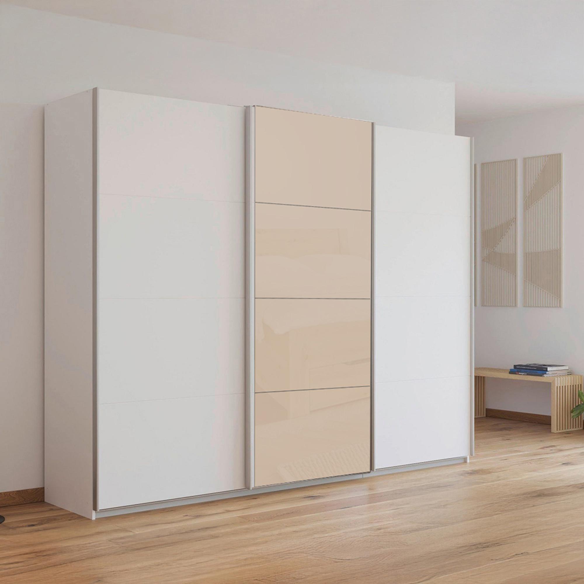 Kulmbach Sliding Wardrobe 271cm 3 Door Alpine White Champagne Glass Front Kulmbach Sliding Wardrobe 271cm 3 Door Alpine White Champagne Glass Front