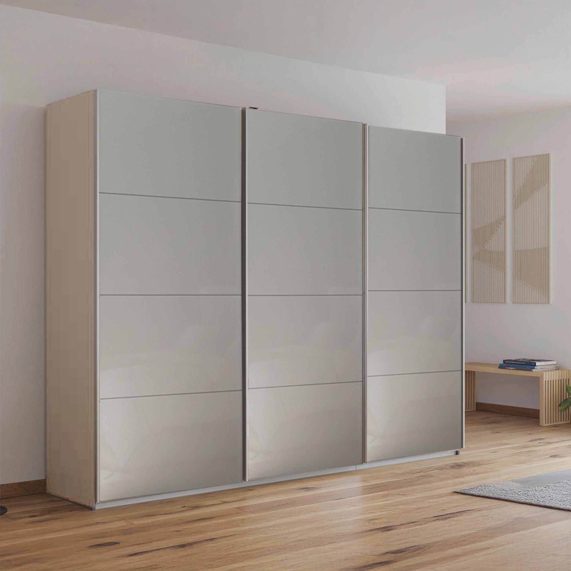 Kulmbach Sliding Wardrobe - 271cm - 3 Door - Champagne & Grey High Gloss