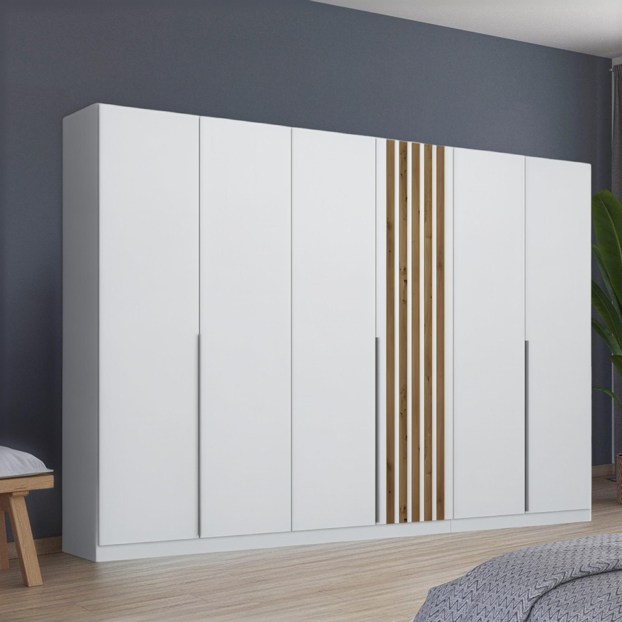 Rauch Lamella 271cm 6 Door Wardrobe - Alpine White and Artisan Oak