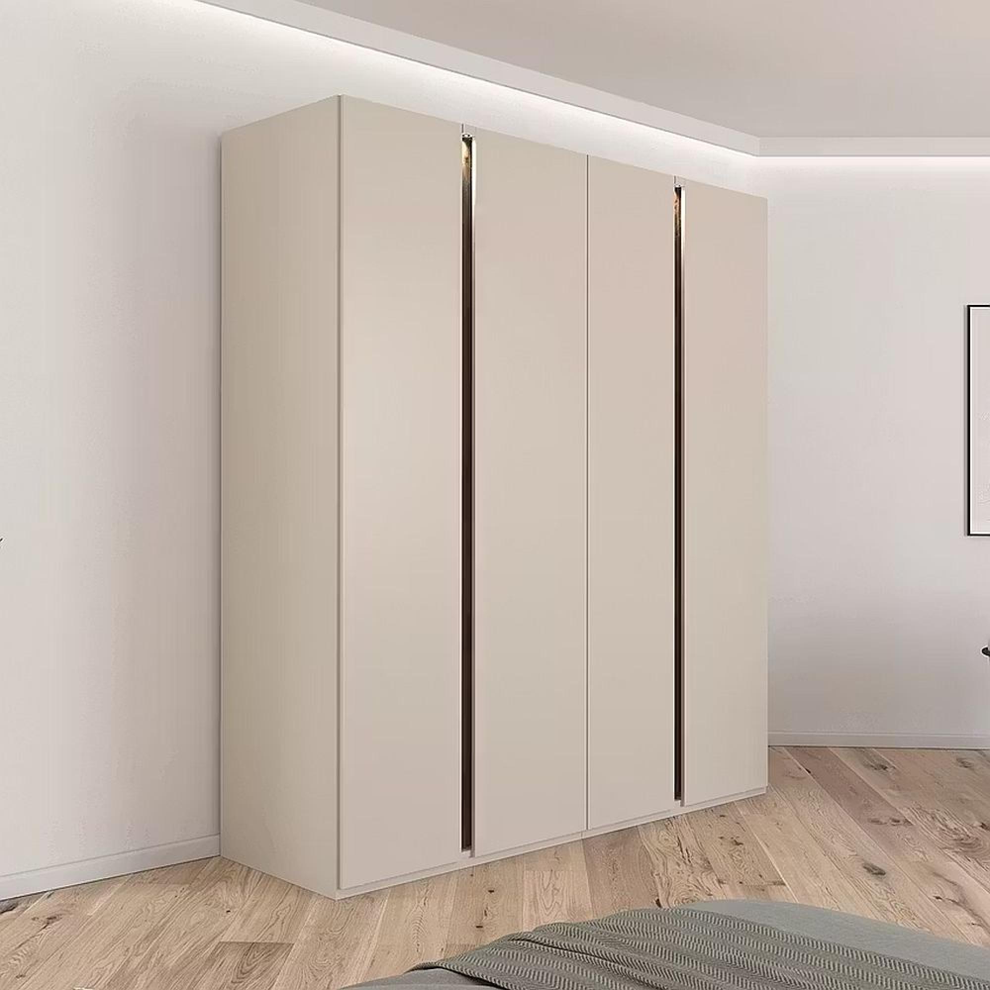 Rauch Luana 201cm 4 Door Wardrobe with Lighting - Champagne and Atlantic Dark Oak