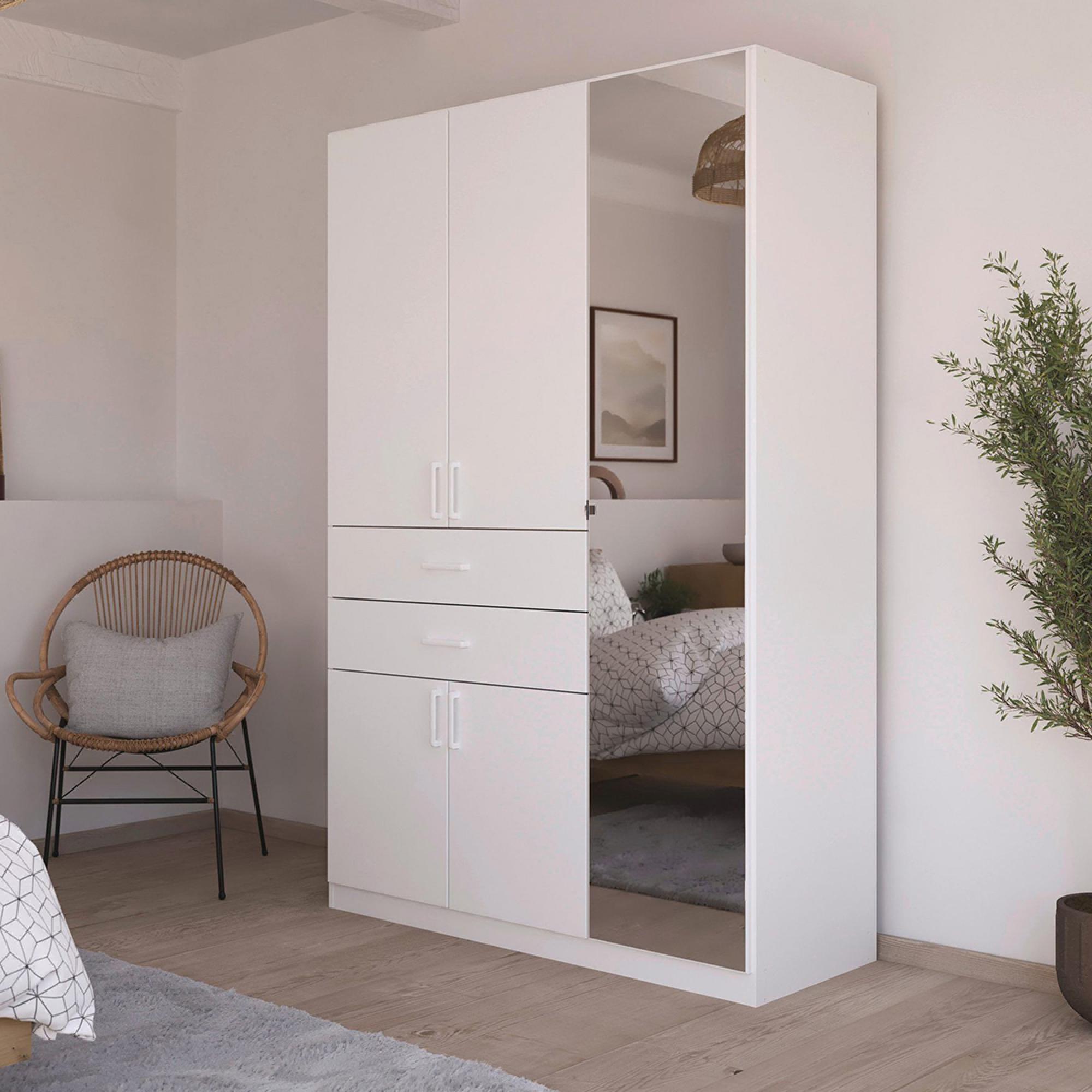 Maika Wardrobe - 136cm - 5 Door - Combi - H210cm - Alpine White