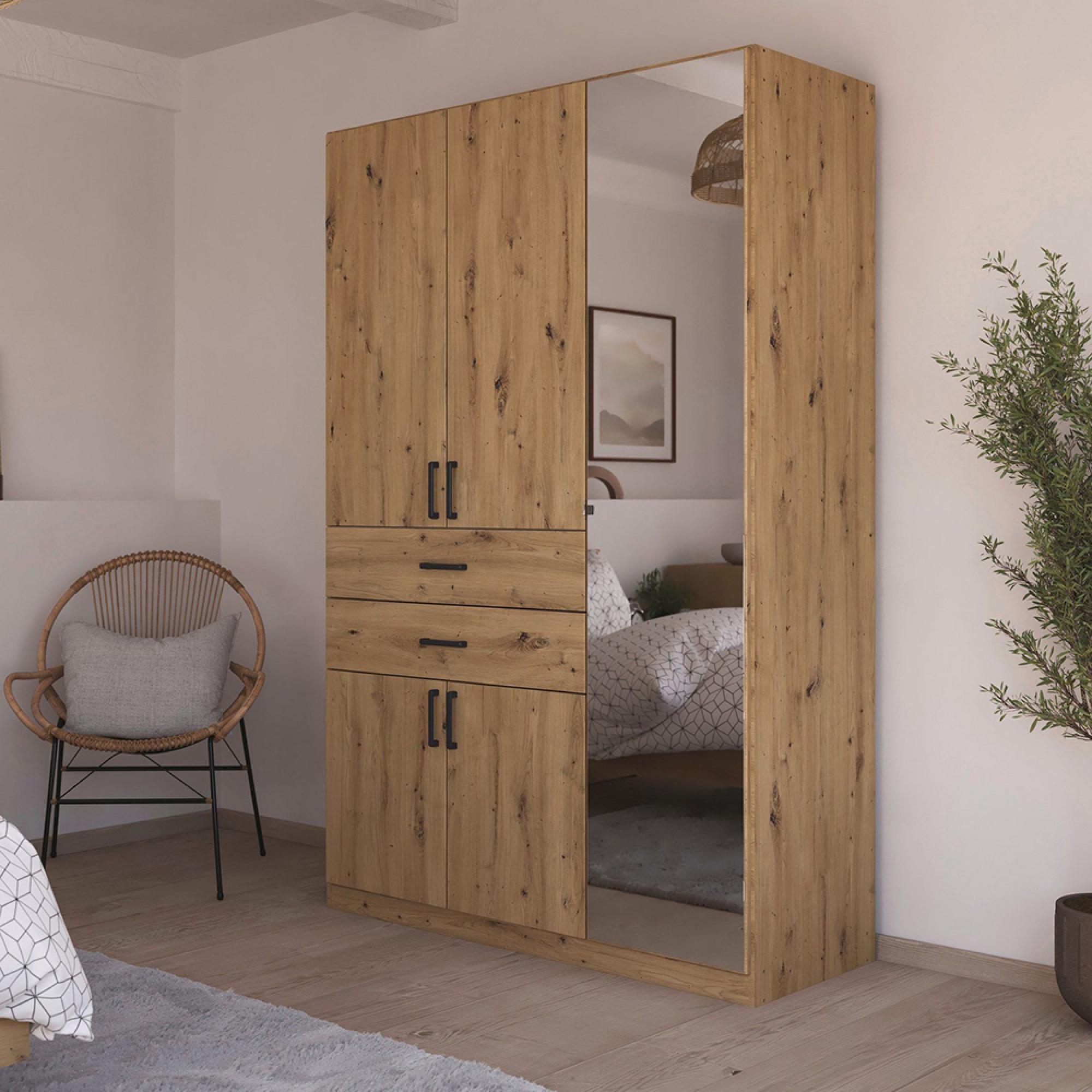 Maika Wardrobe - 136cm - 5 Door - Combi - H210cm - Artisan Oak