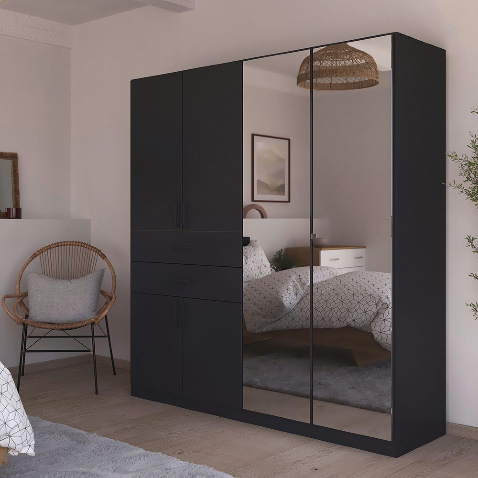 Rauch Maika 181cm 6 Door Combi Wardrobe - H 197cm - Metallic Dark Grey