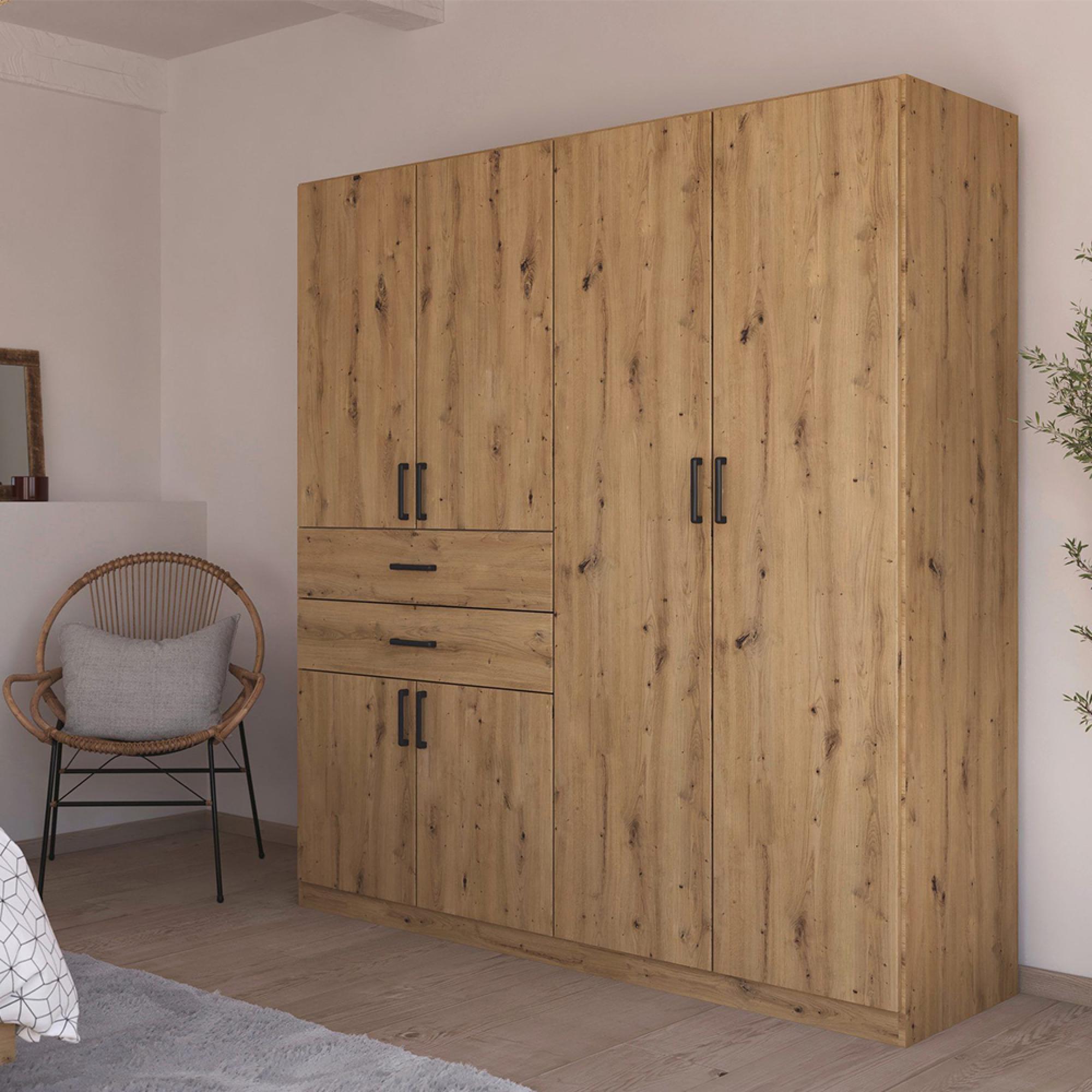 Rauch Maika 181cm 6 Door Wardrobe - H 197cm - Artisan Oak