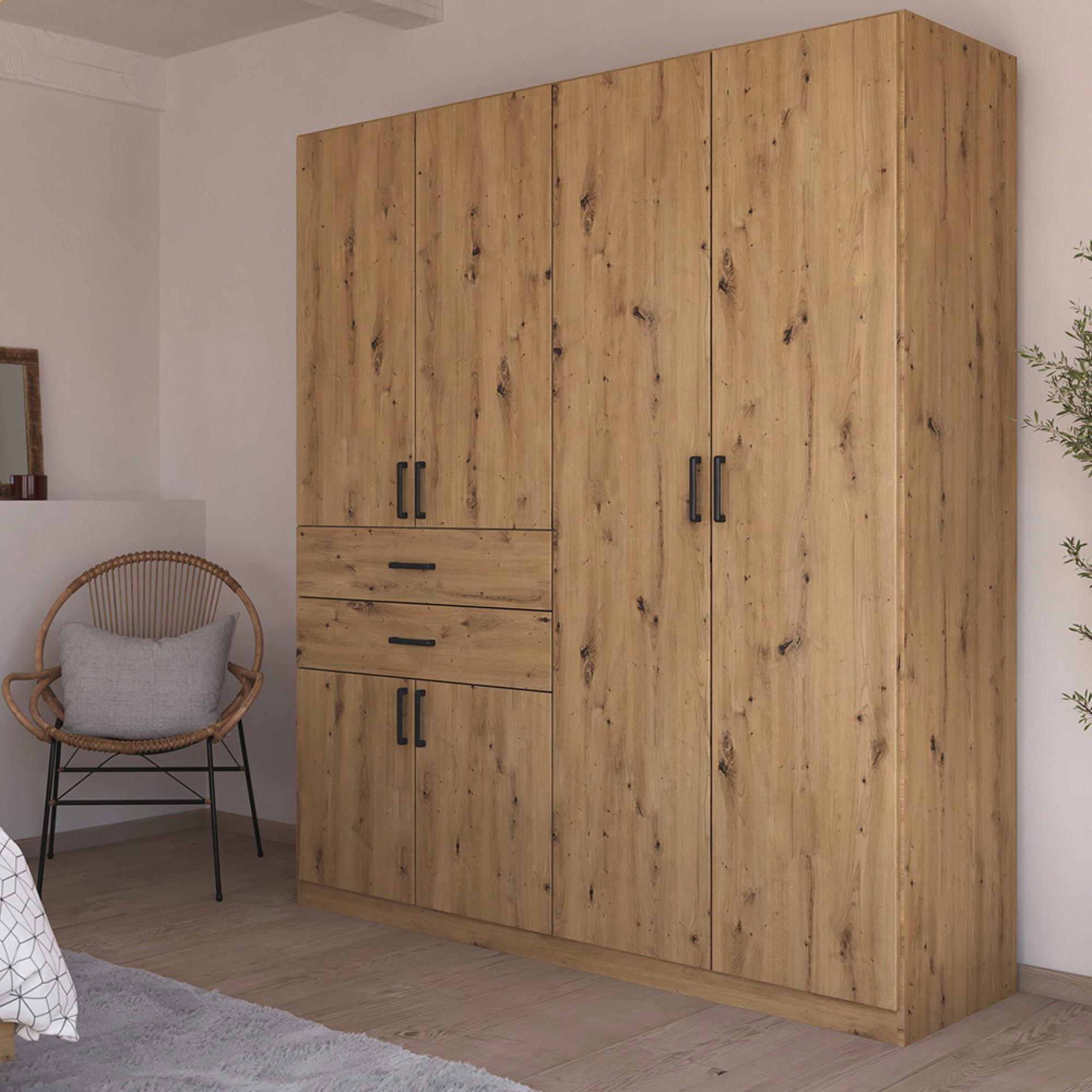Maika Wardrobe - 181cm - 6 Door - H210cm - Artisan Oak