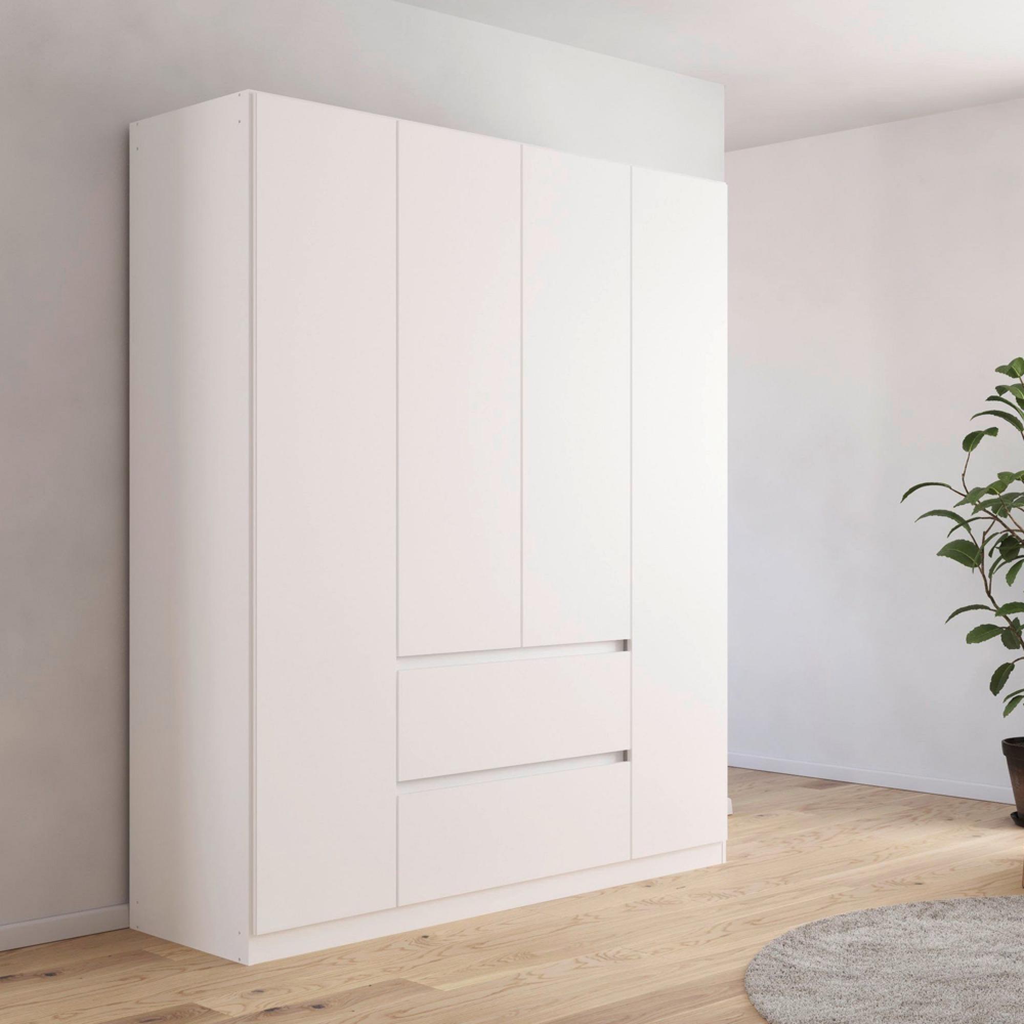 Rauch Mainz Plus 181cm 4 Door Wardrobe with Drawer - Alpine White and White High Gloss