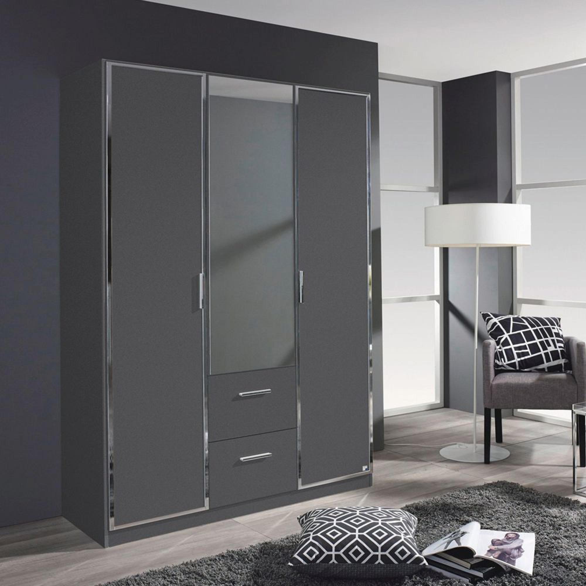 Rauch Marl 136cm 3 Door Combi Wardrobe - Metallic Dark Grey