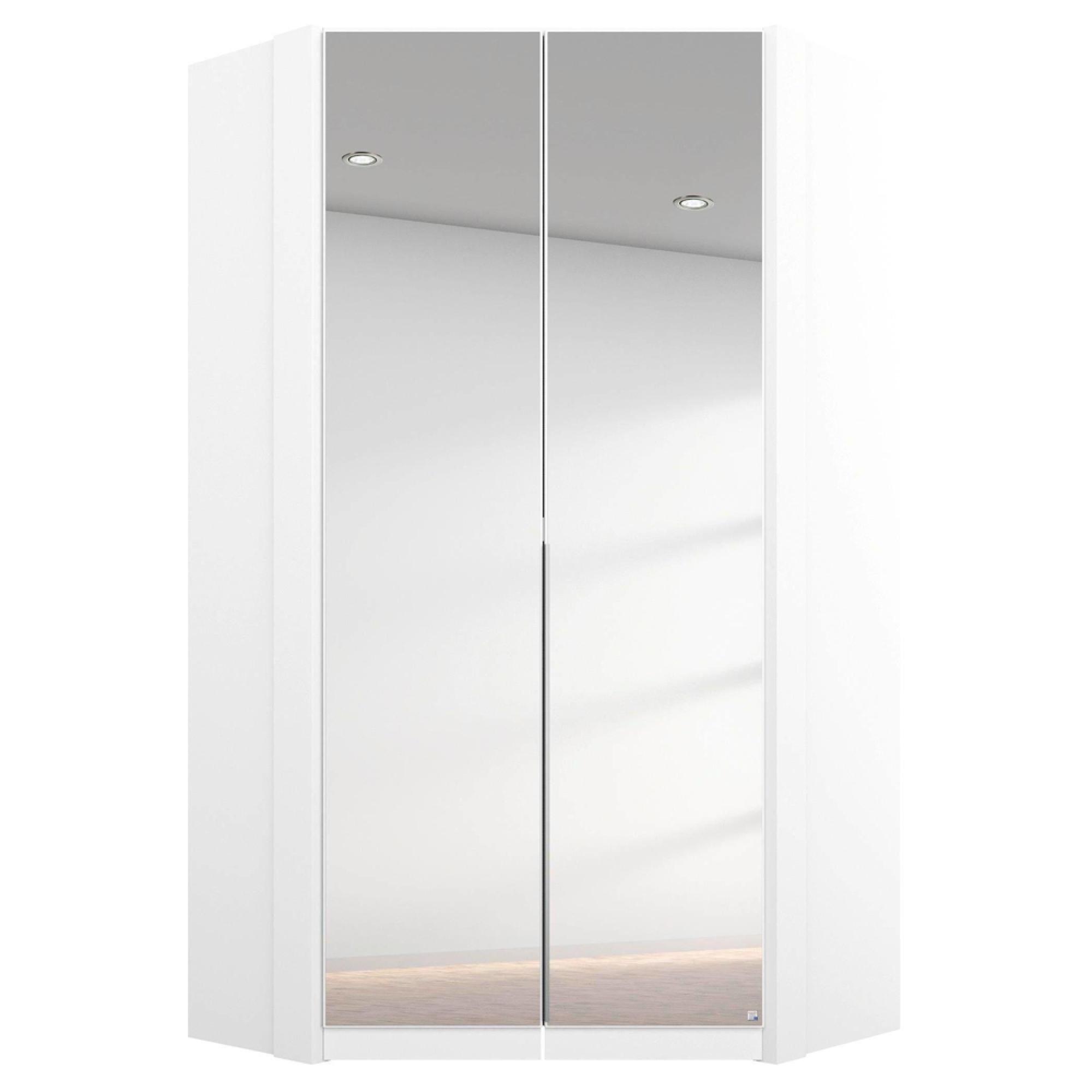 Rauch Memphis 119cm 2 Door Corner Wardrobe with Mirror - Alpine White