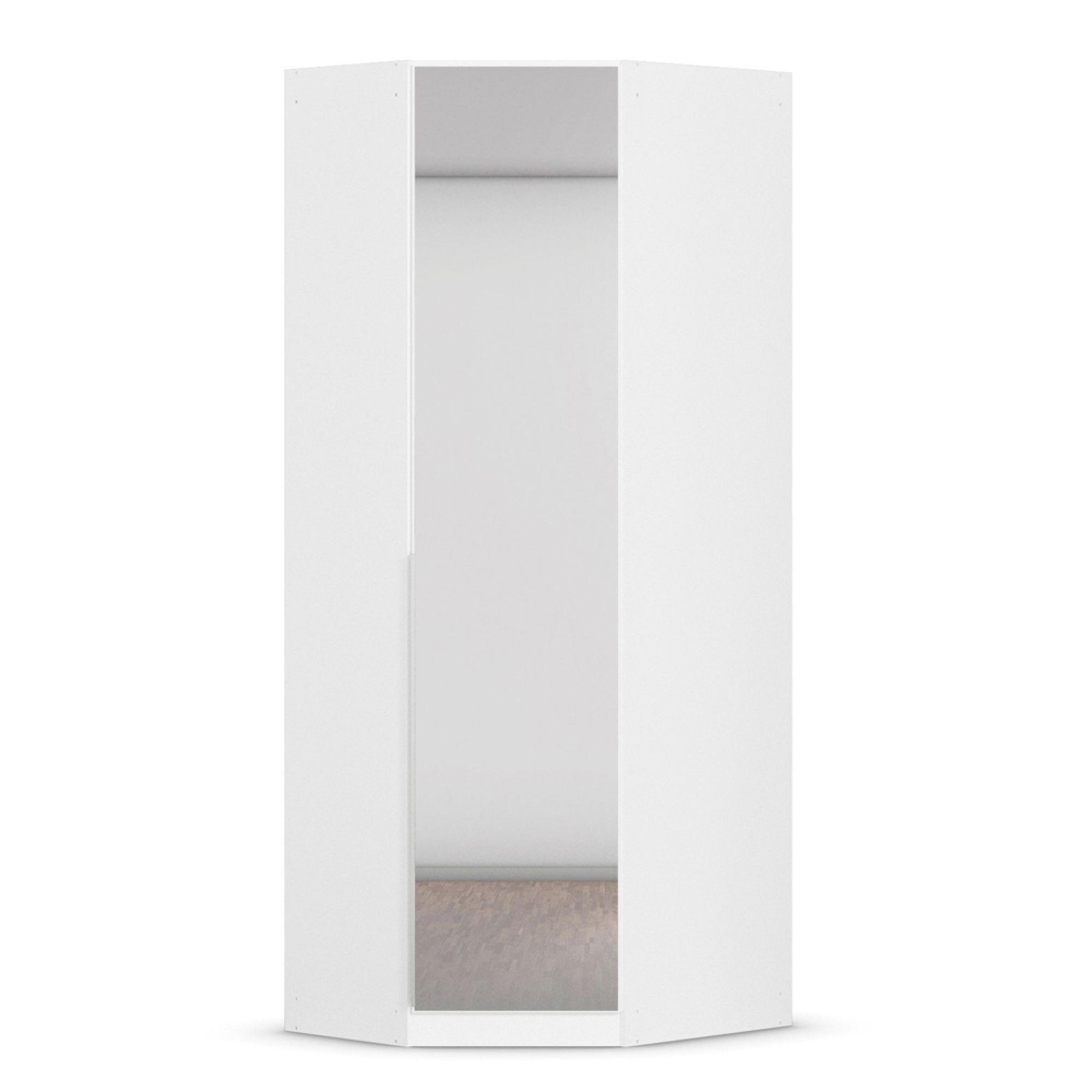 Rauch Memphis 87cm 1 Door Corner Wardrobe with Mirror - Alpine White